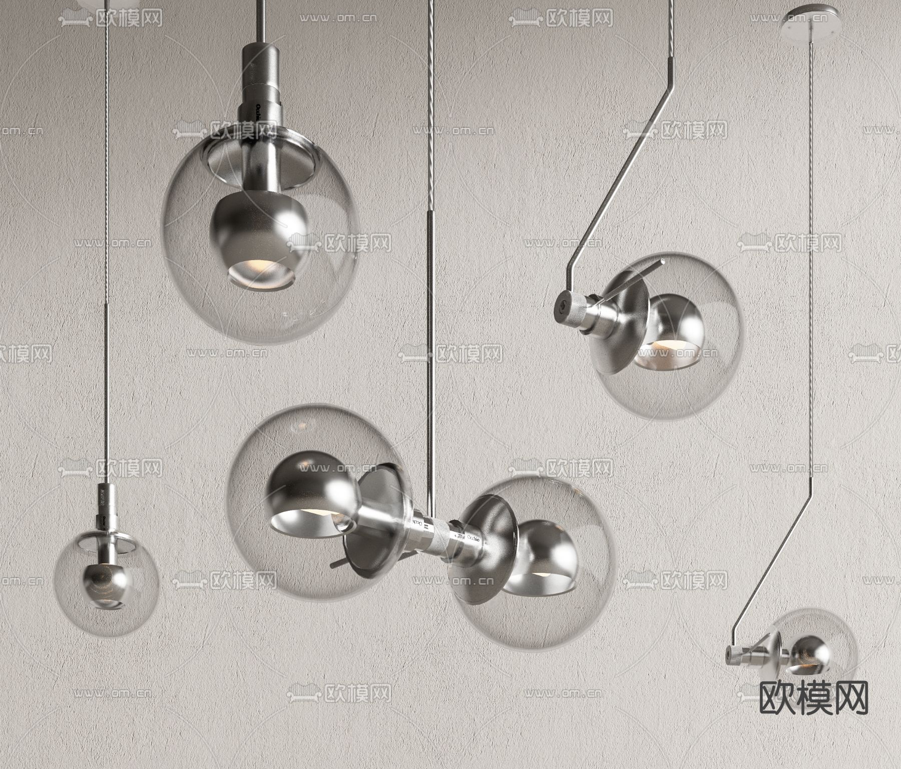 现代球形吊灯su模型