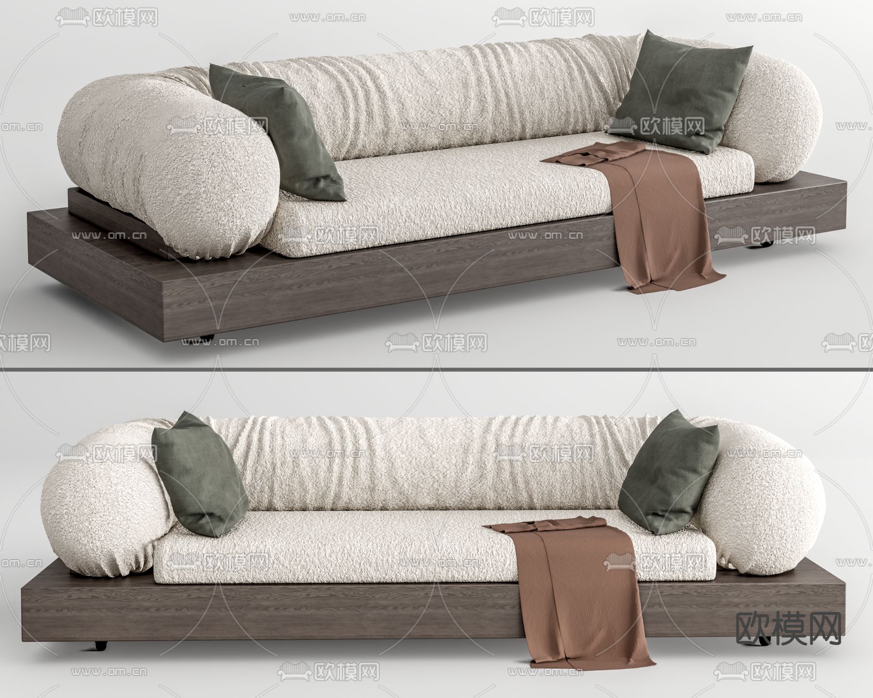 侘寂多人沙发su模型下载（渲染图1）