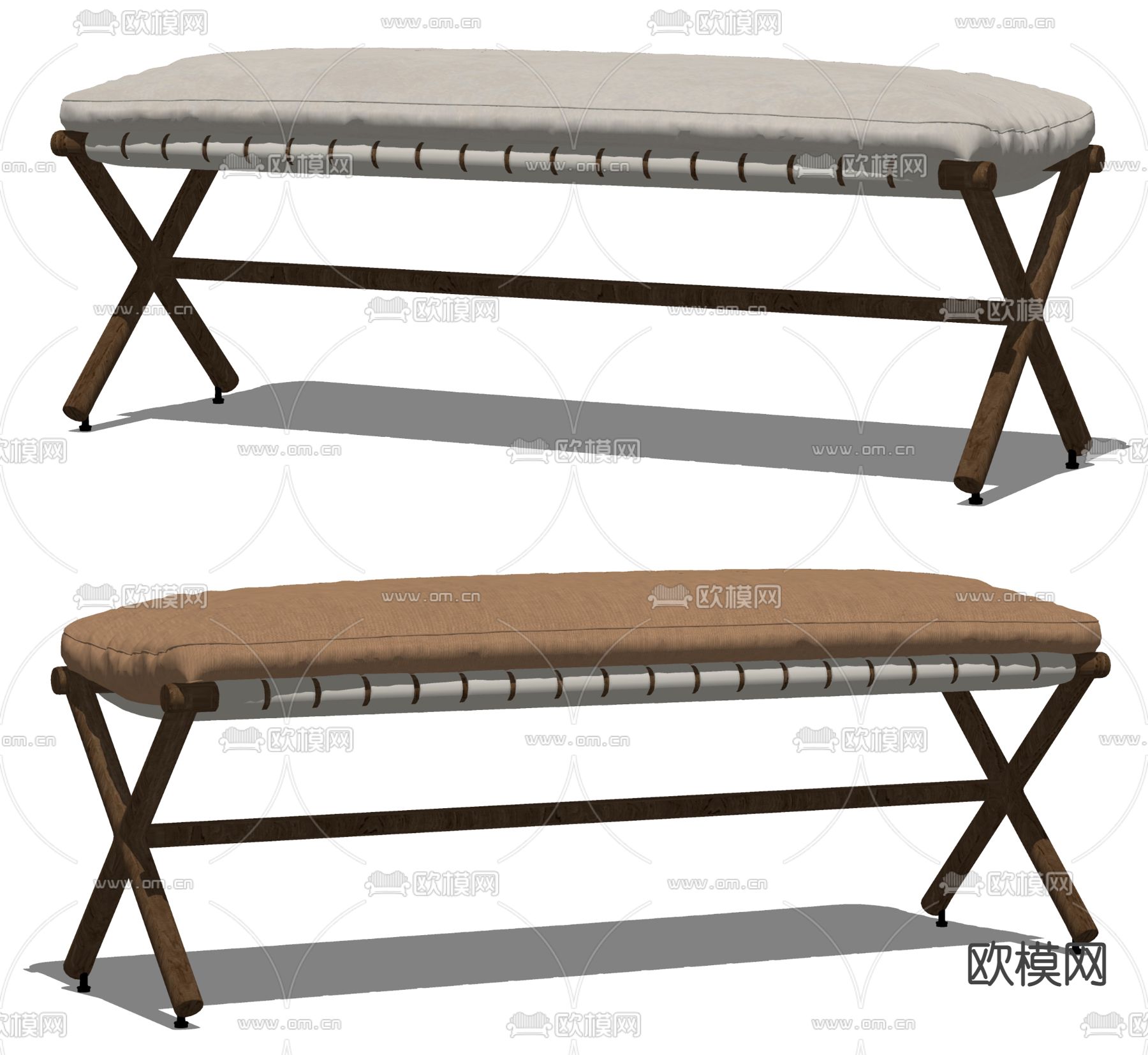 现代床尾凳沙发凳su模型