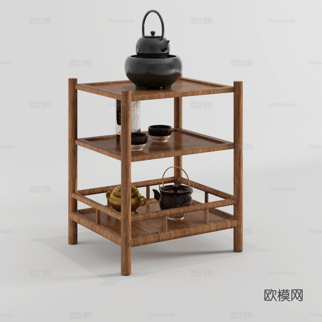 现代置物架 置物架 茶具置物架_ 具杯具3d模型