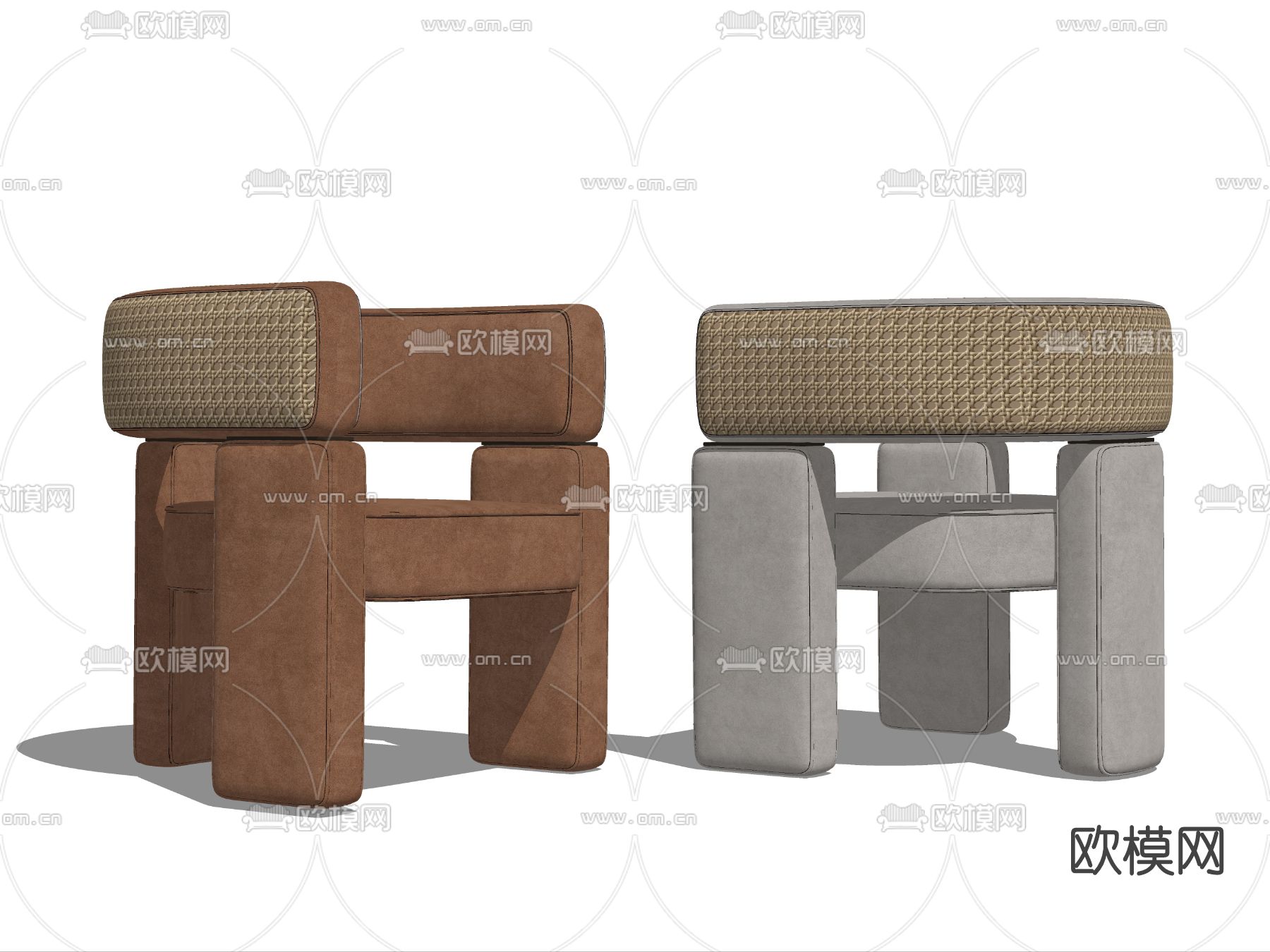 北欧藤编休闲椅su模型