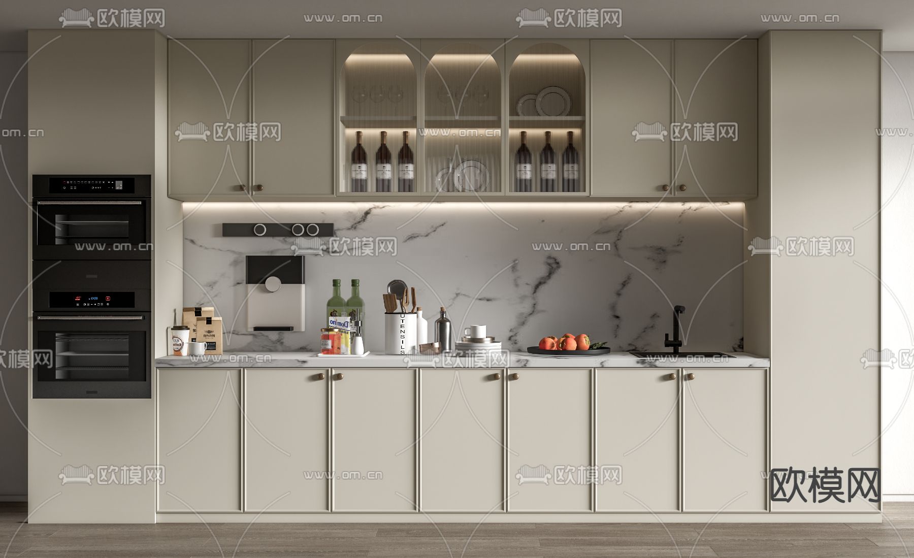 法式橱柜su模型下载（渲染图1）