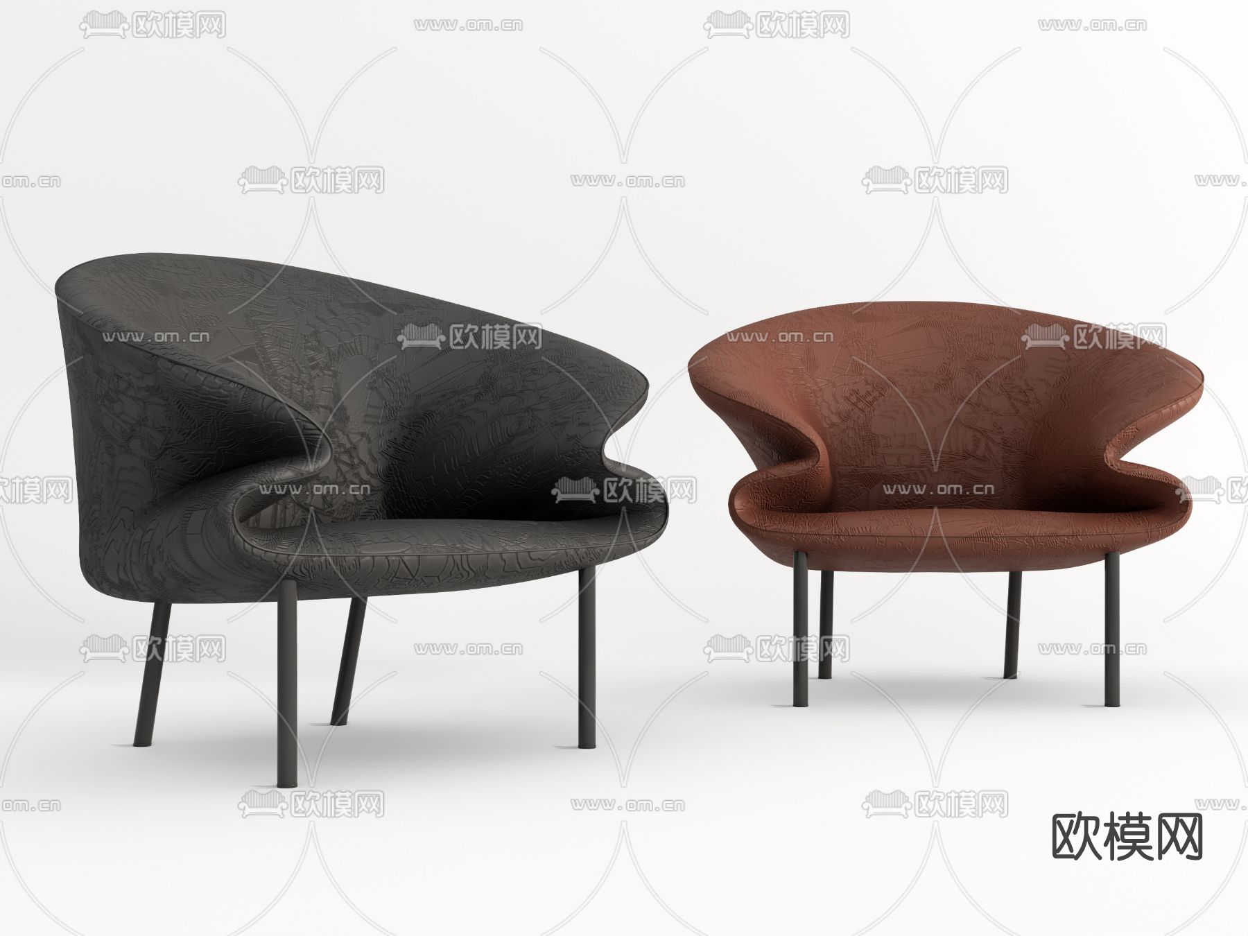 现代皮革休闲椅su模型