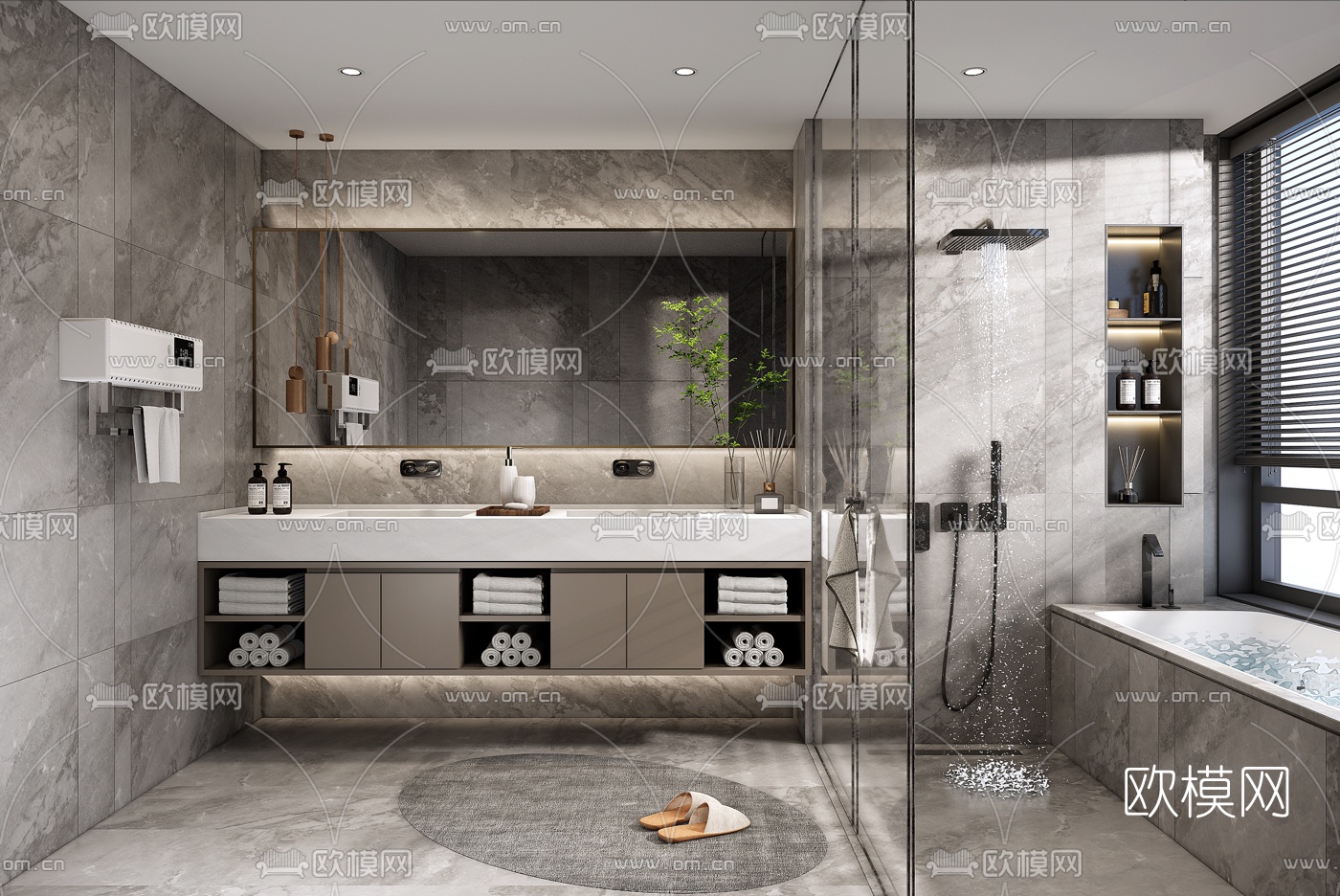 现代卫生间浴室su模型