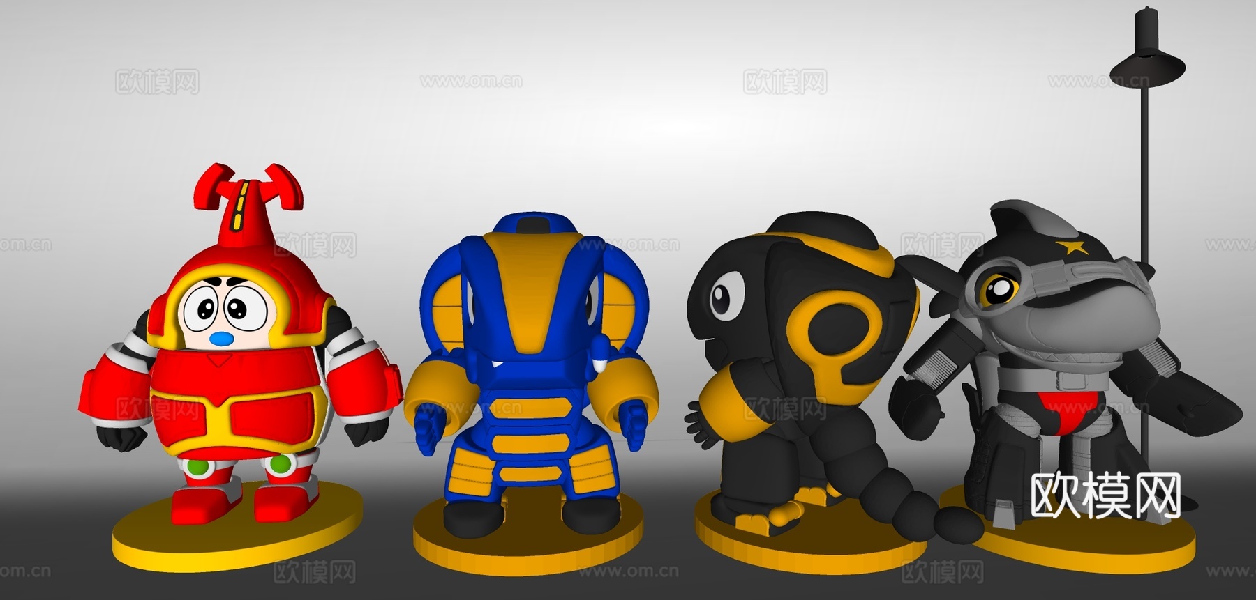 铁甲小宝 动漫雕塑摆件 手办玩具su模型下载（渲染图1）