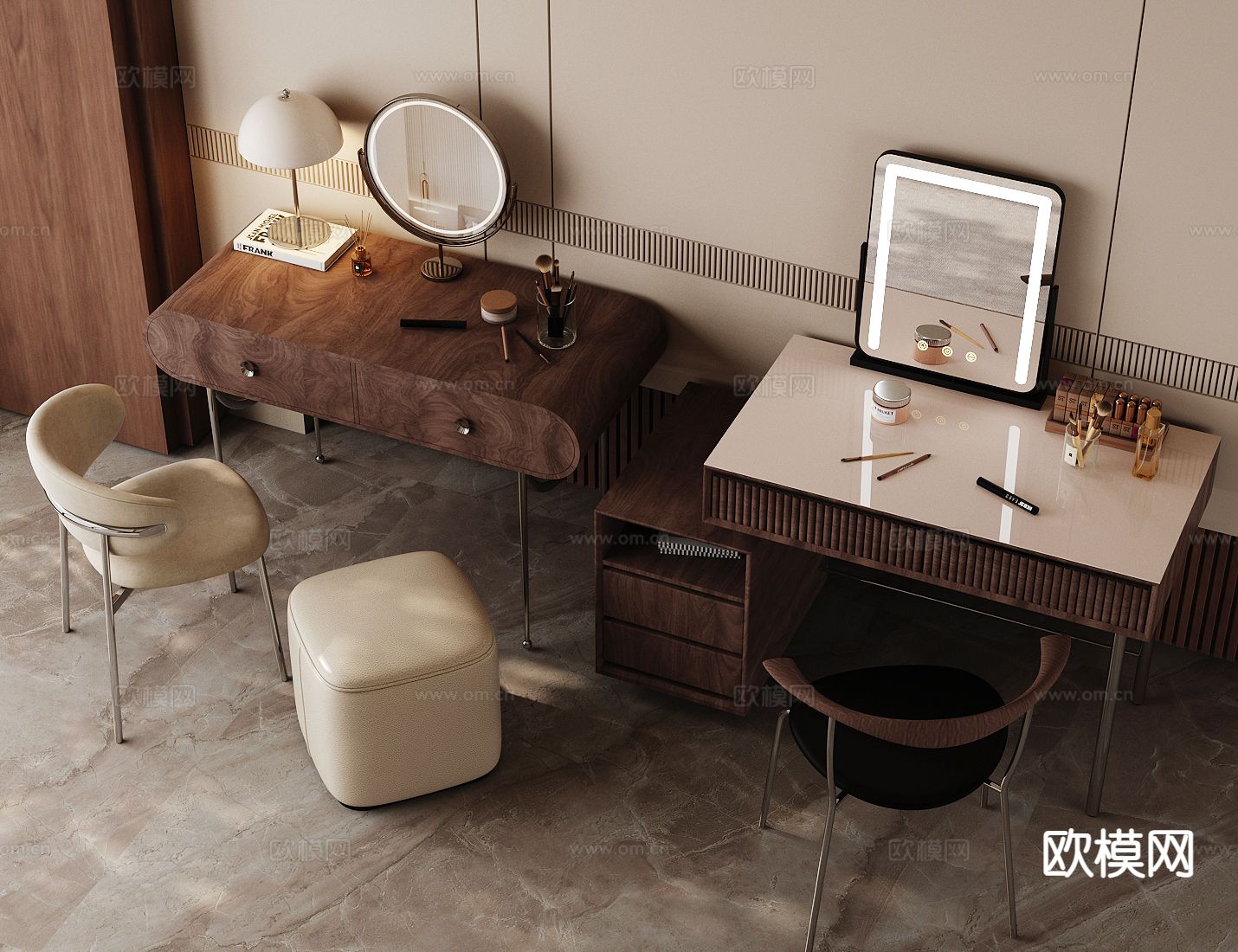中古风梳妆台3d模型下载（渲染图2）