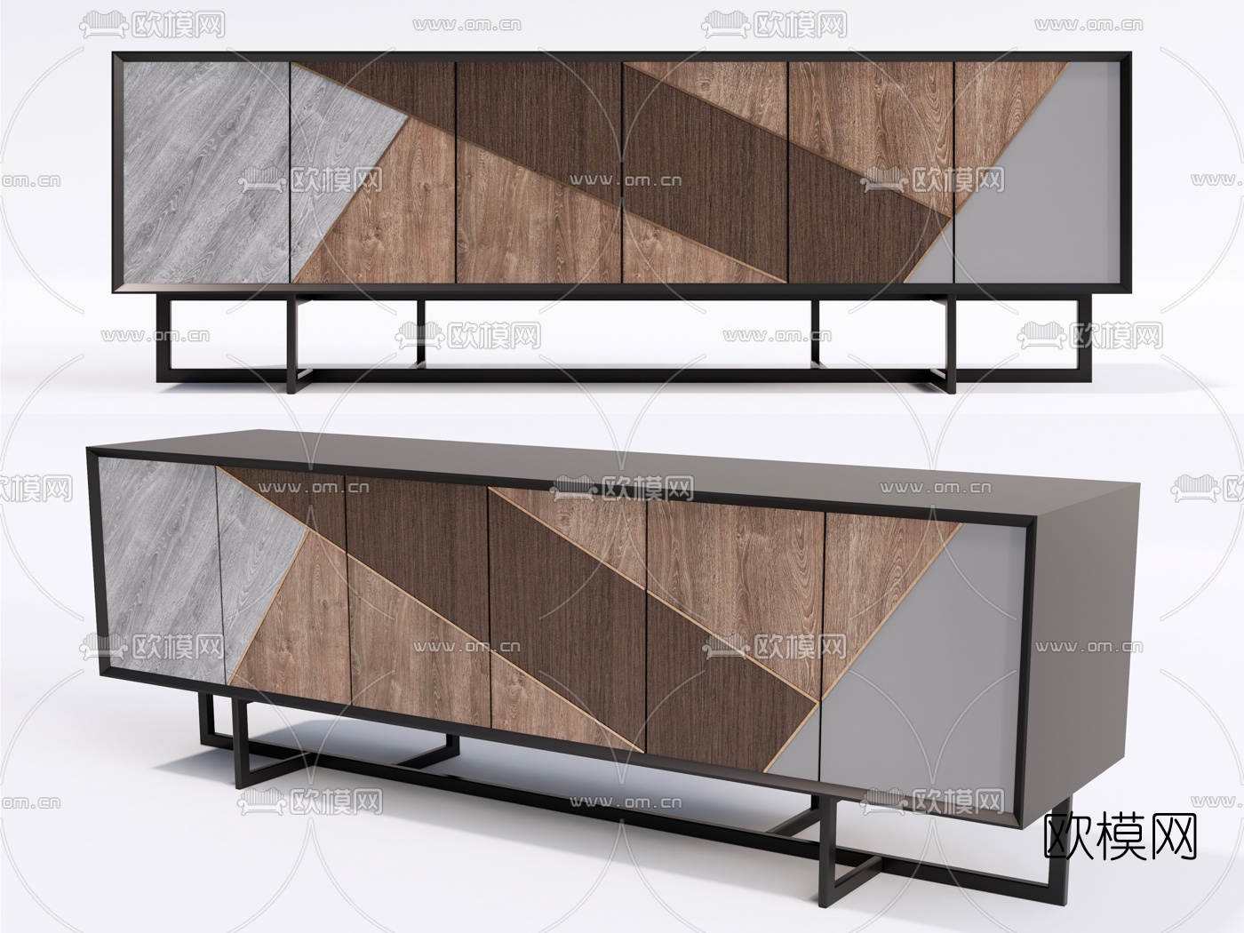 现代轻奢电视柜su模型下载（渲染图1）