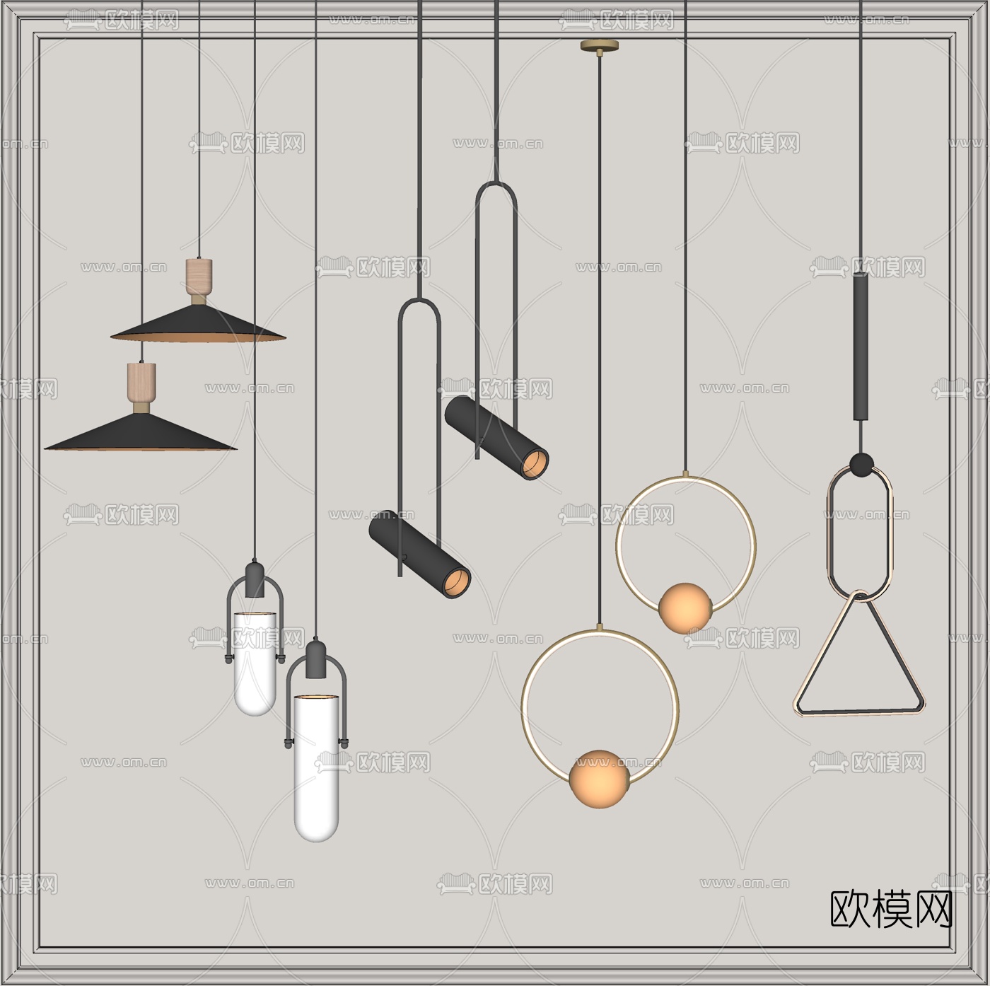 现代轻奢吊灯su模型下载（渲染图2）