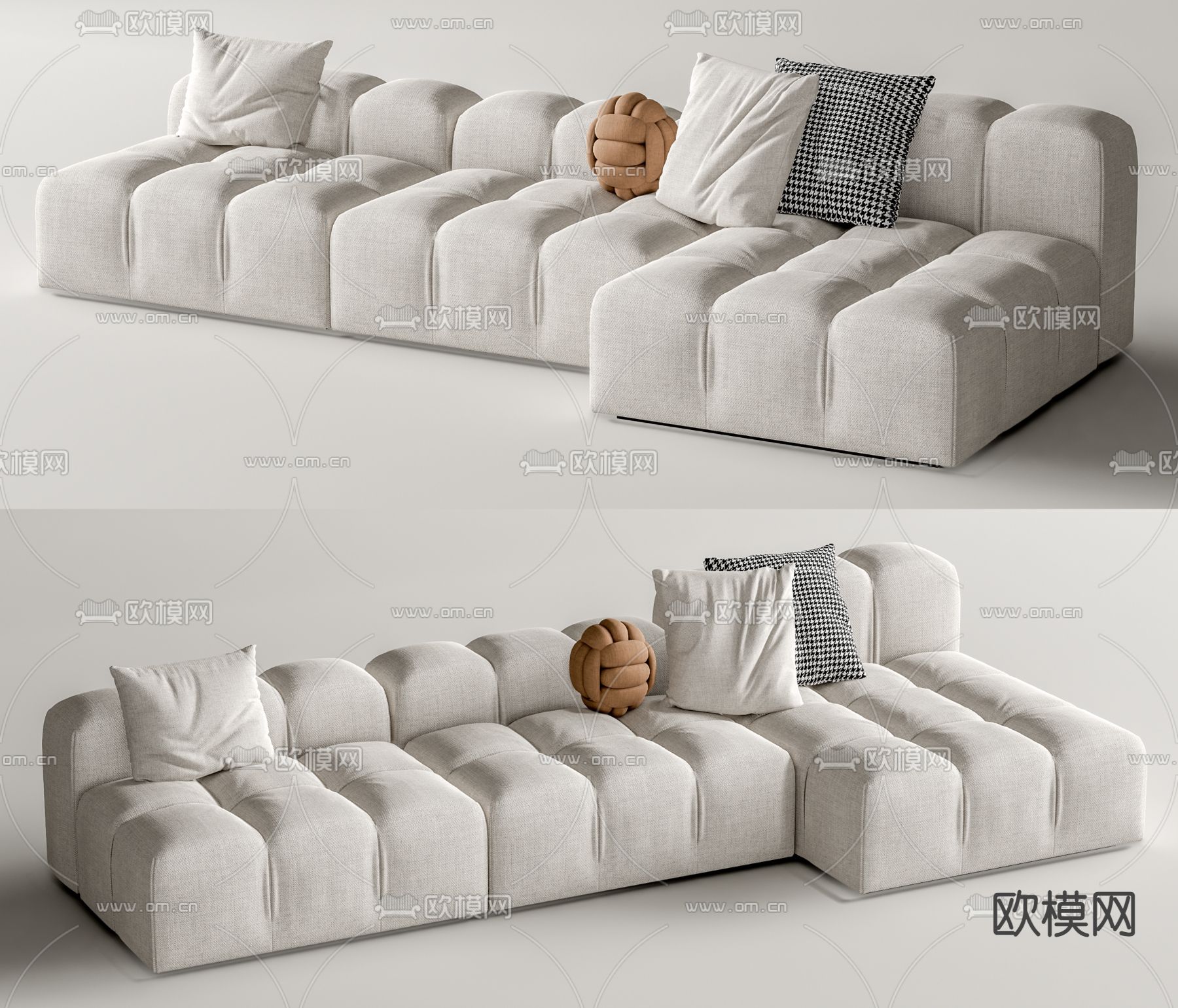 B&B Italia 转角沙发su模型下载（渲染图1）