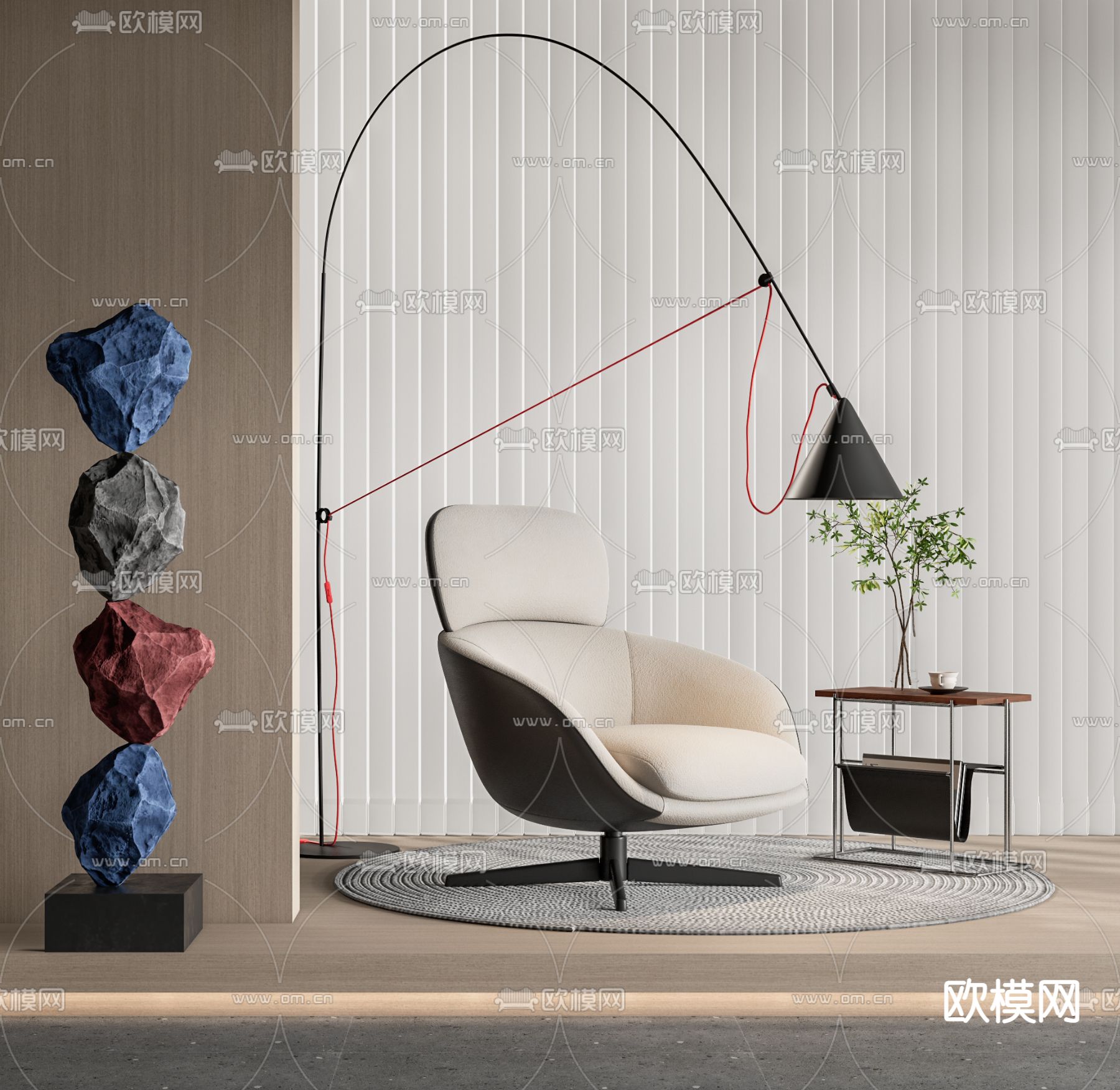 Minotti 休闲椅su模型下载（渲染图1）