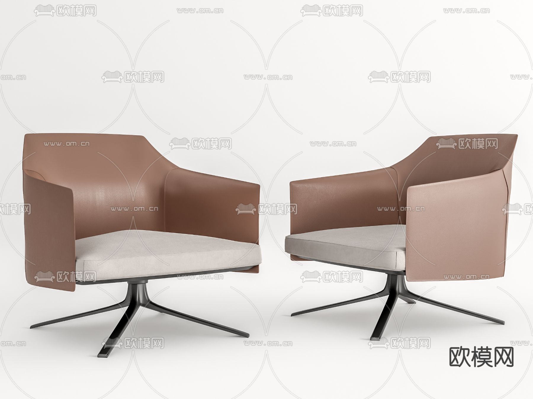 现代皮革休闲椅su模型