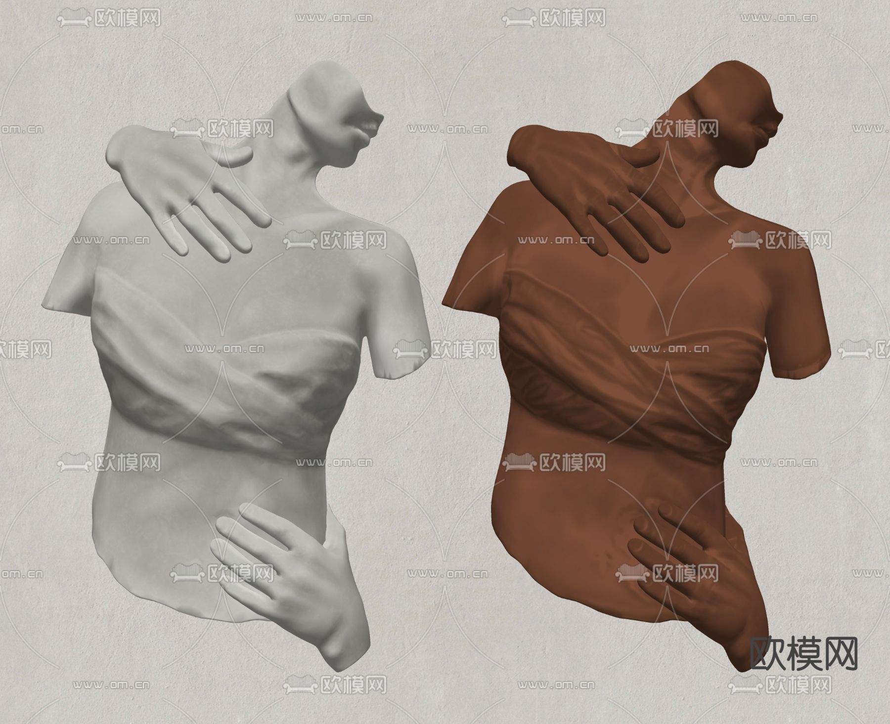 现代人像雕塑 墙饰su模型