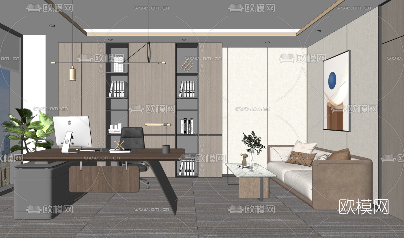 现代总经理办公椅su模型