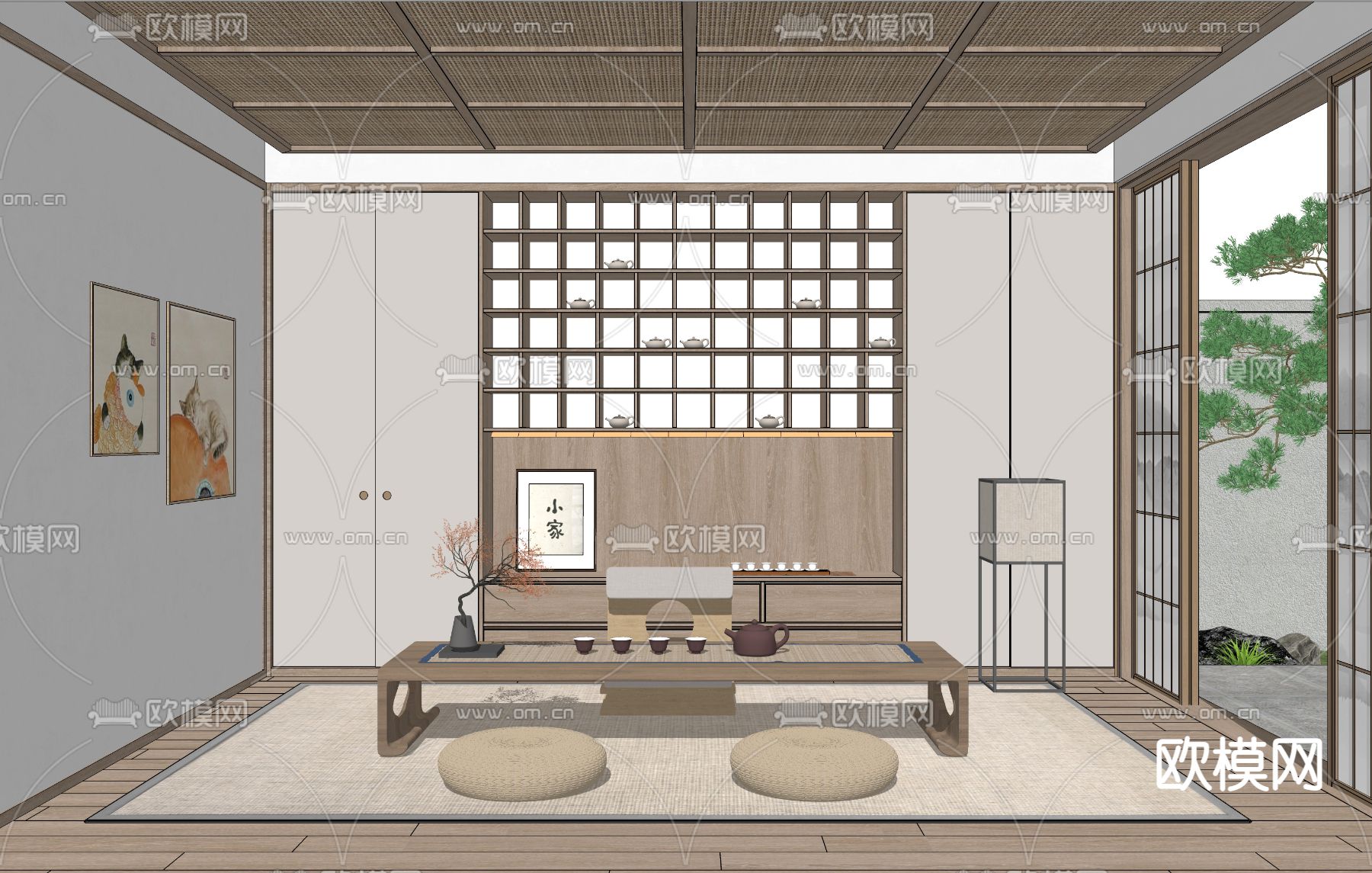 日式榻榻米茶室su模型