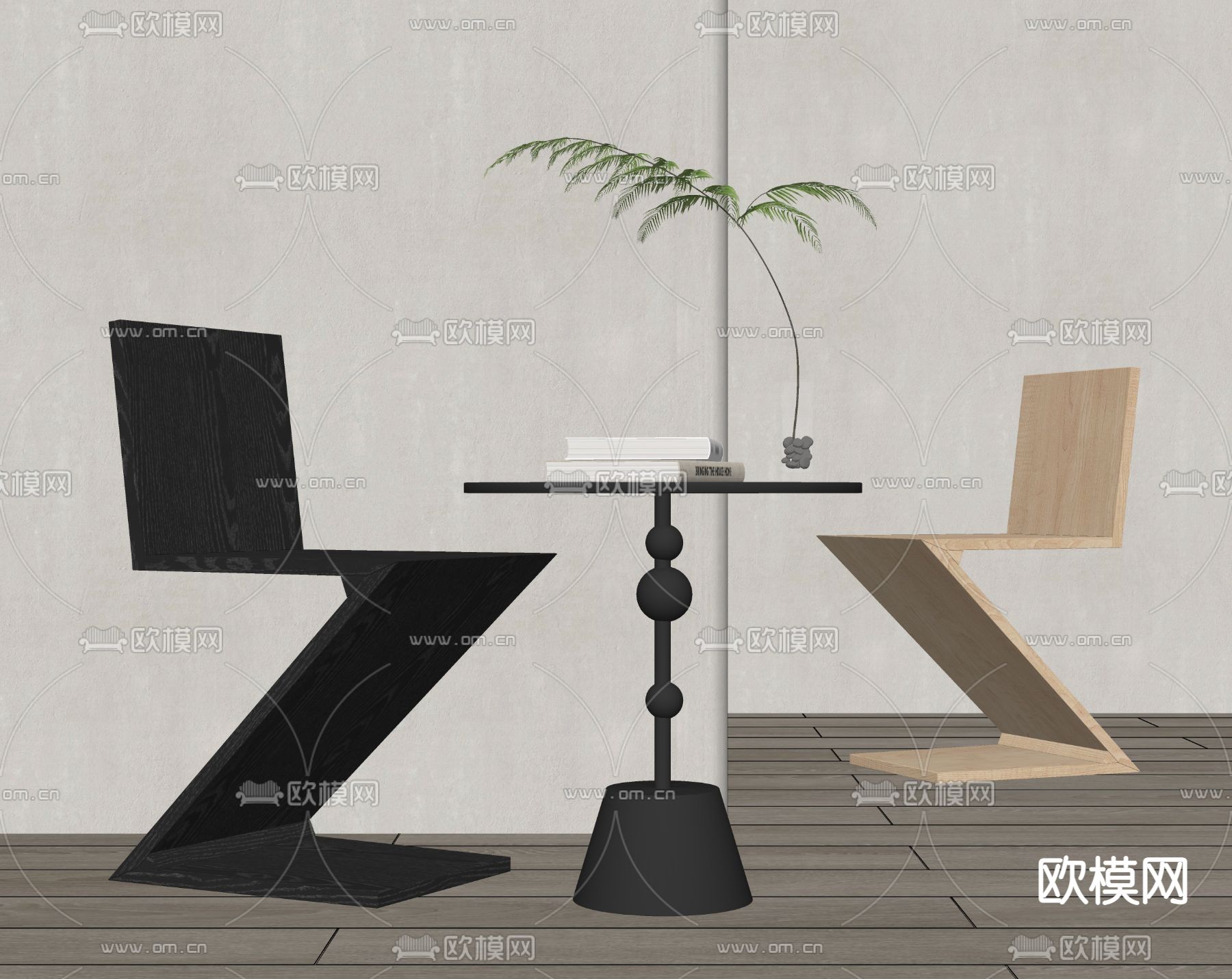 现代椅子 餐椅su模型下载（渲染图2）