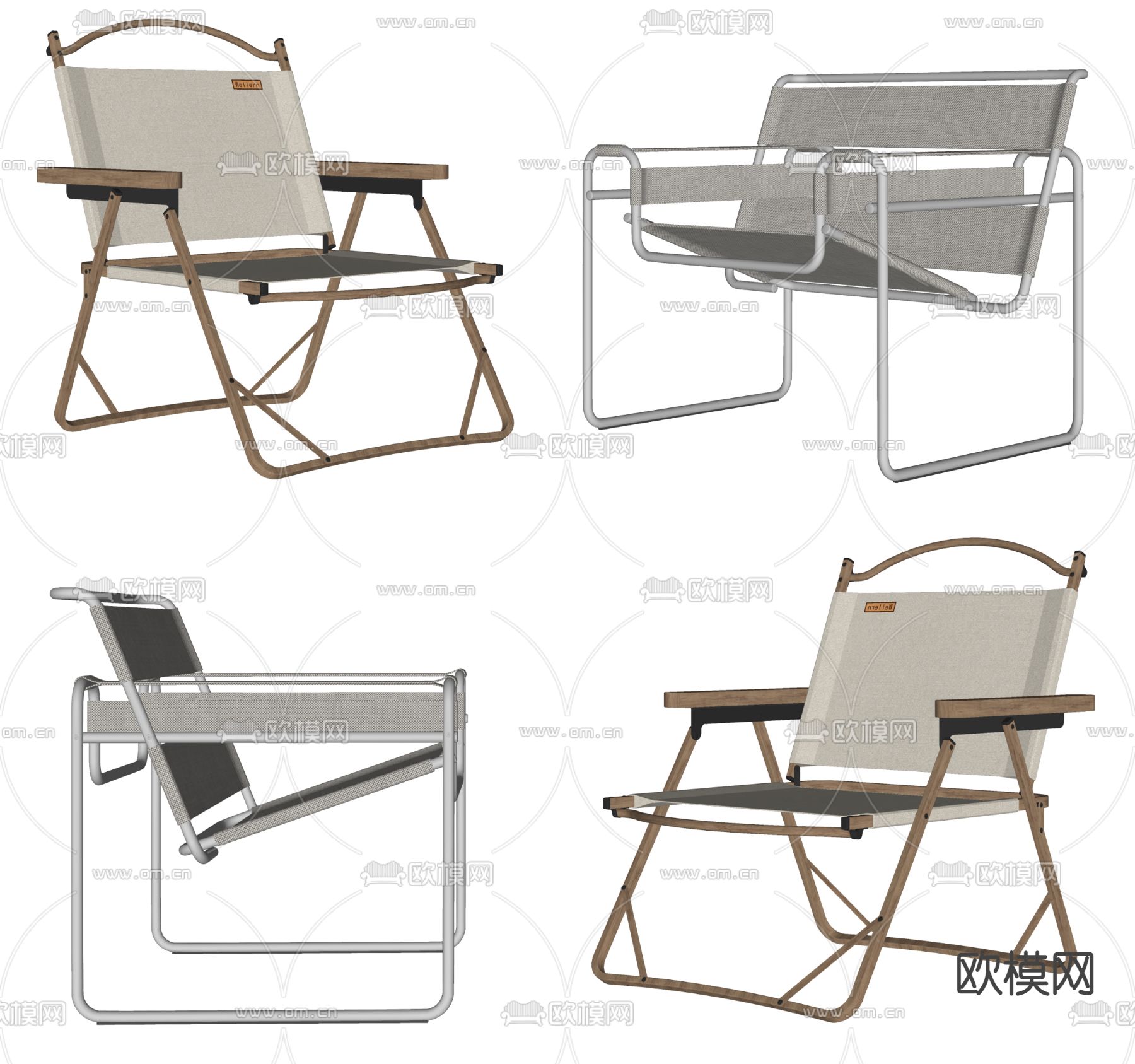 户外折叠椅子 休闲椅su模型