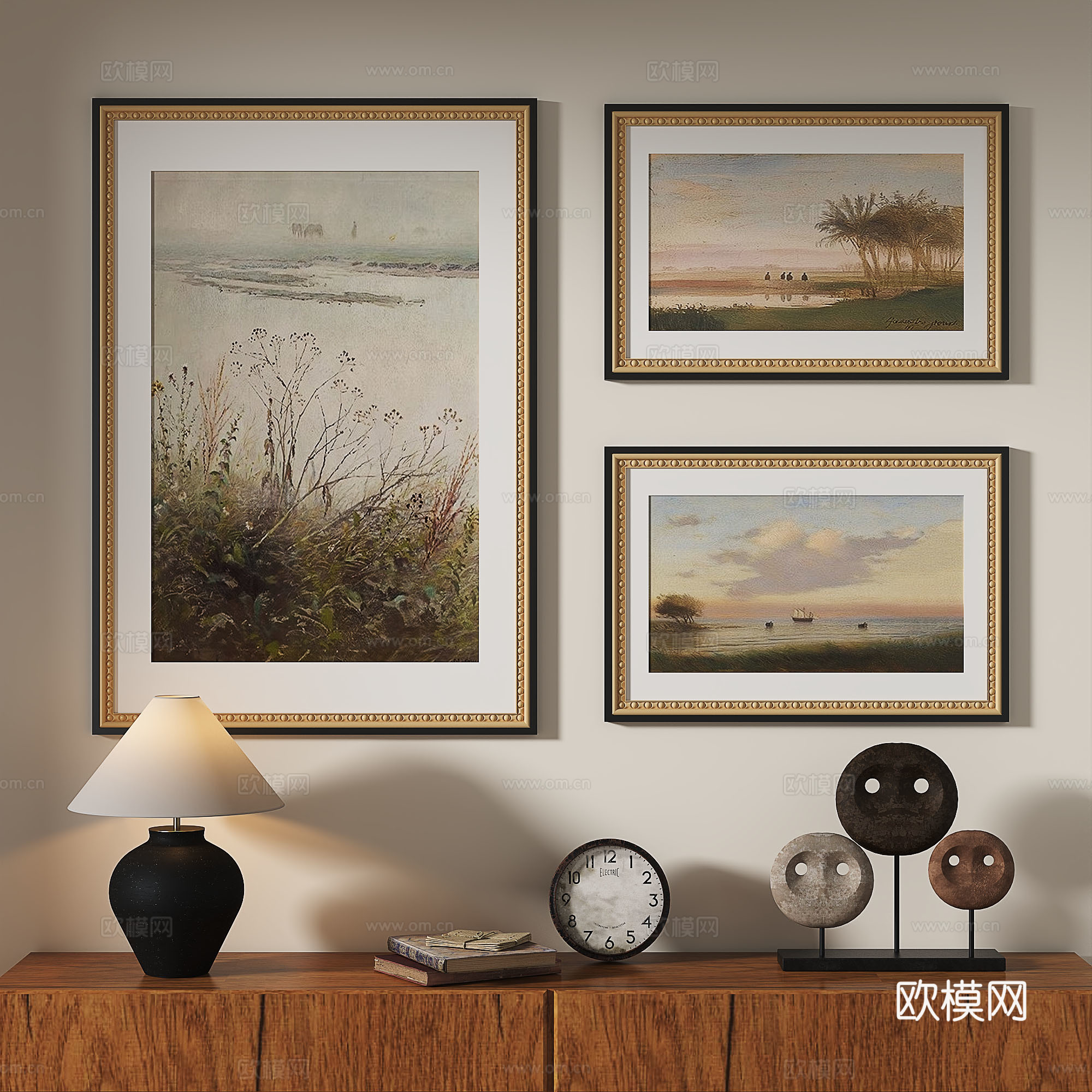 现代,法式,复古,中古,装饰画3d模型