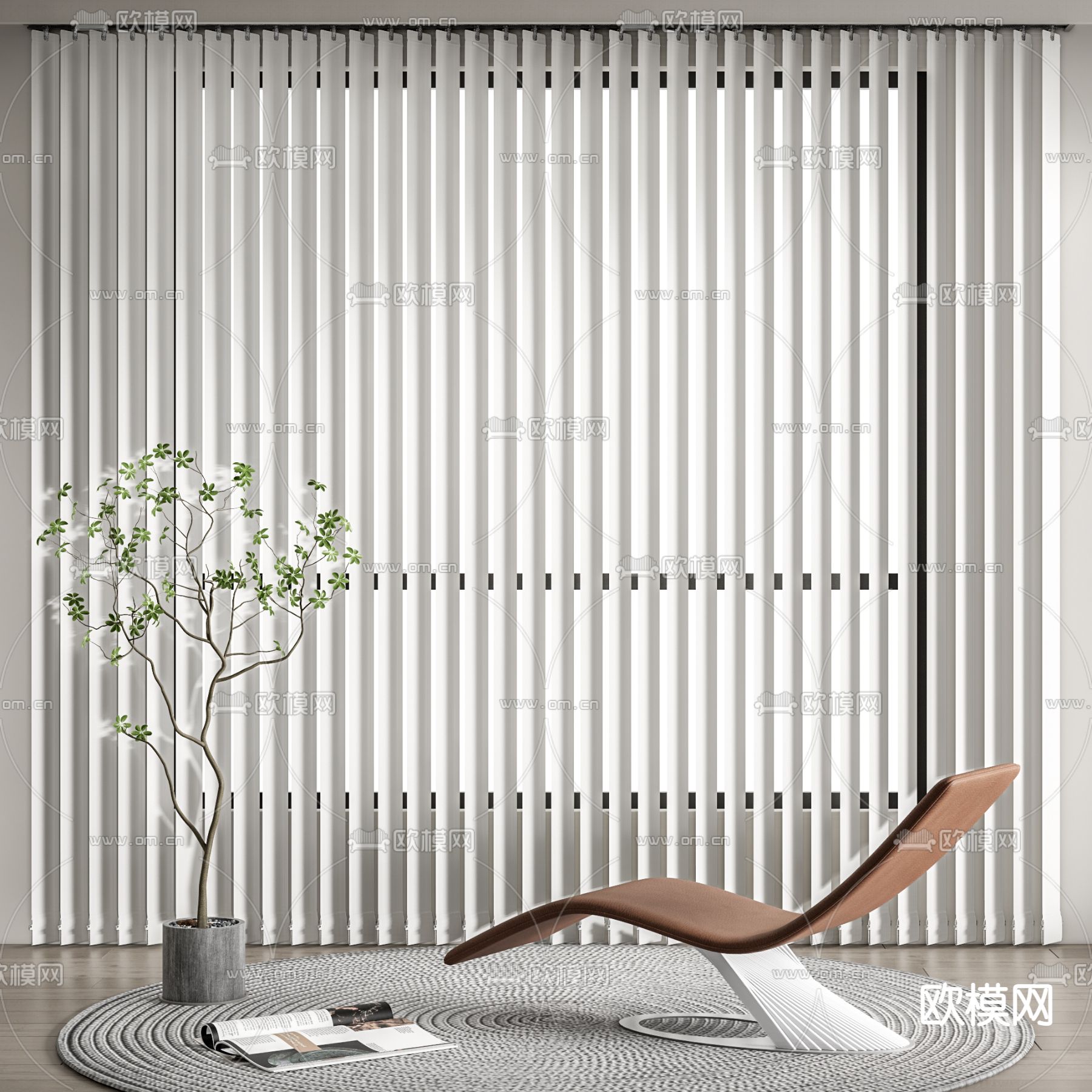 现代百叶窗帘su模型