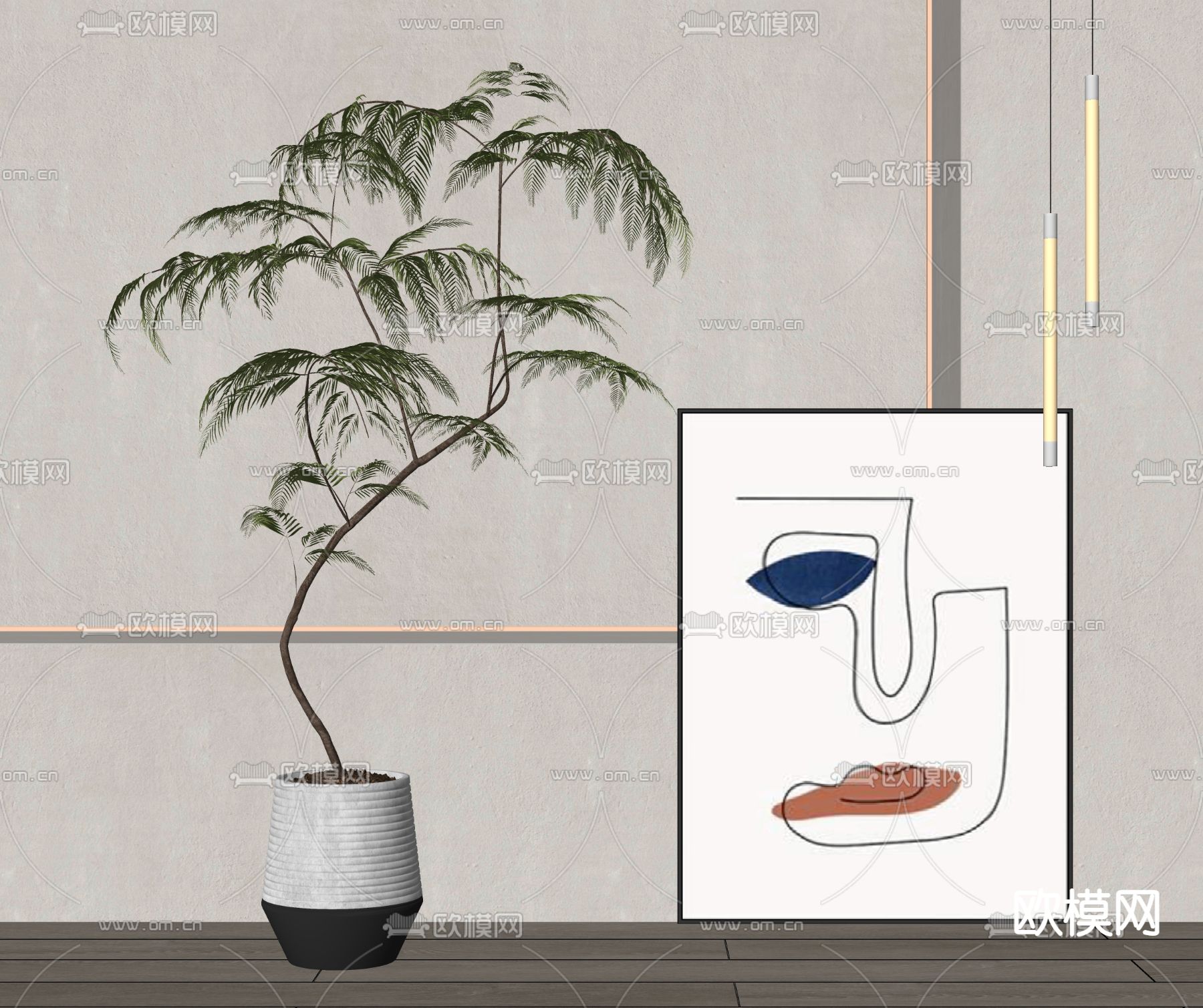 现代蕨类绿植盆栽su模型