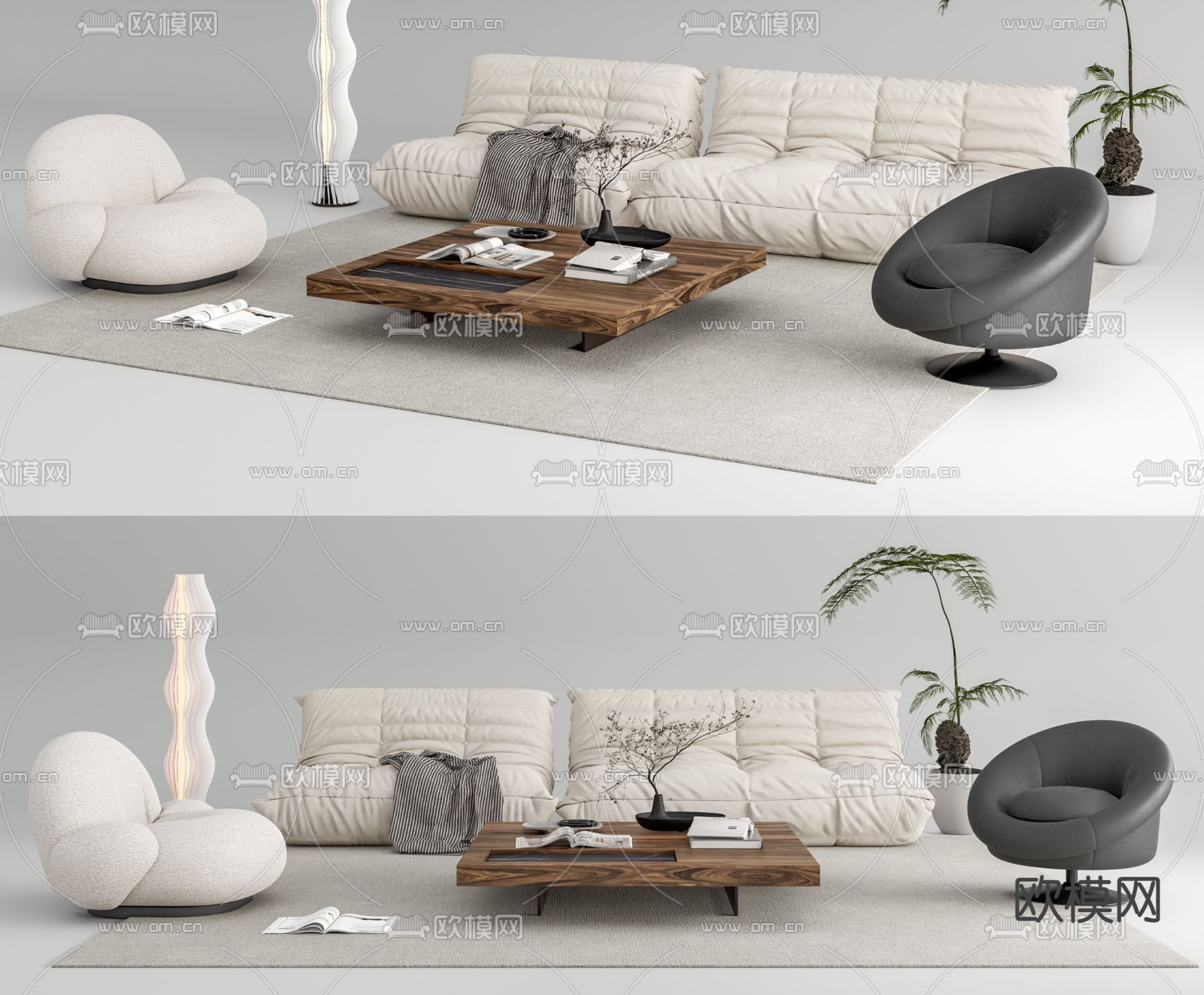 Ligne Roset 白色组合沙发su模型