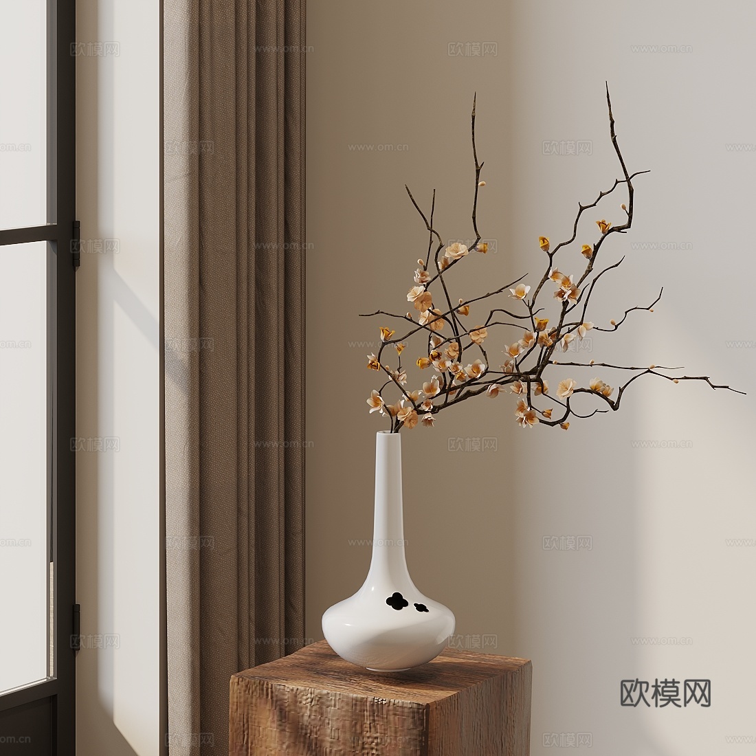 新中式花瓶 花艺 干花 插花3d模型