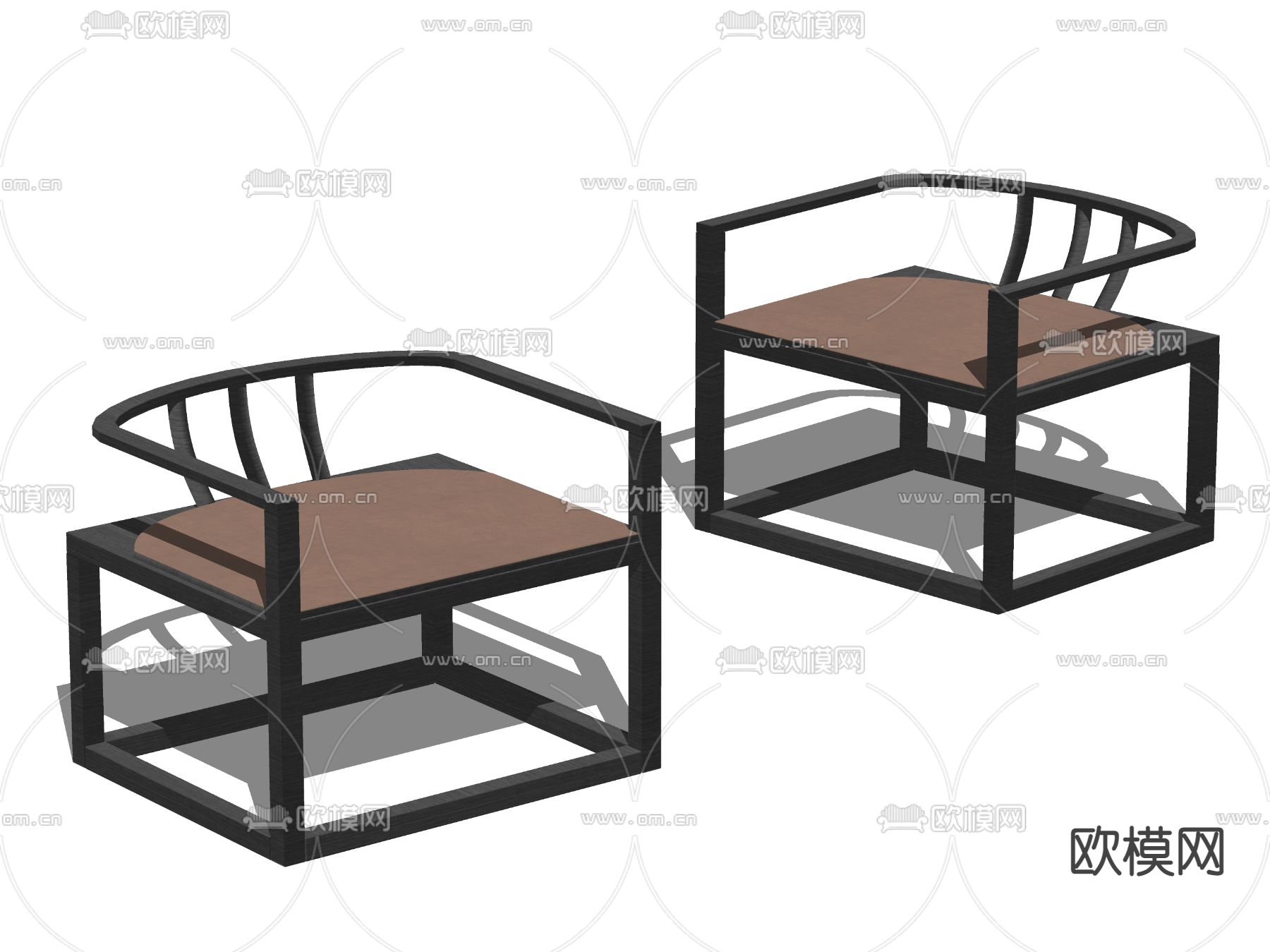 新中式休闲椅su模型