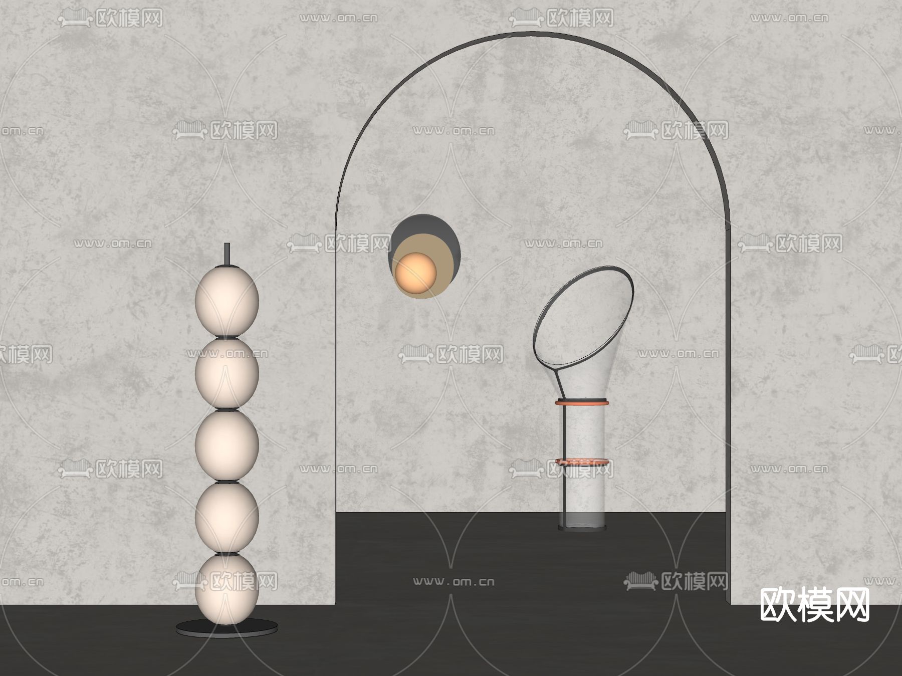 现代球形落地灯su模型