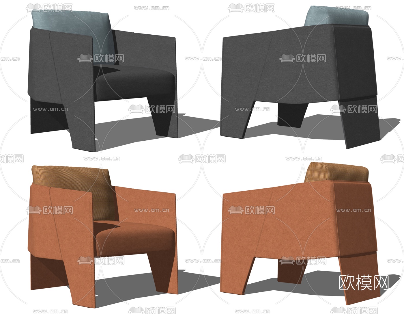 现代皮革休闲椅su模型