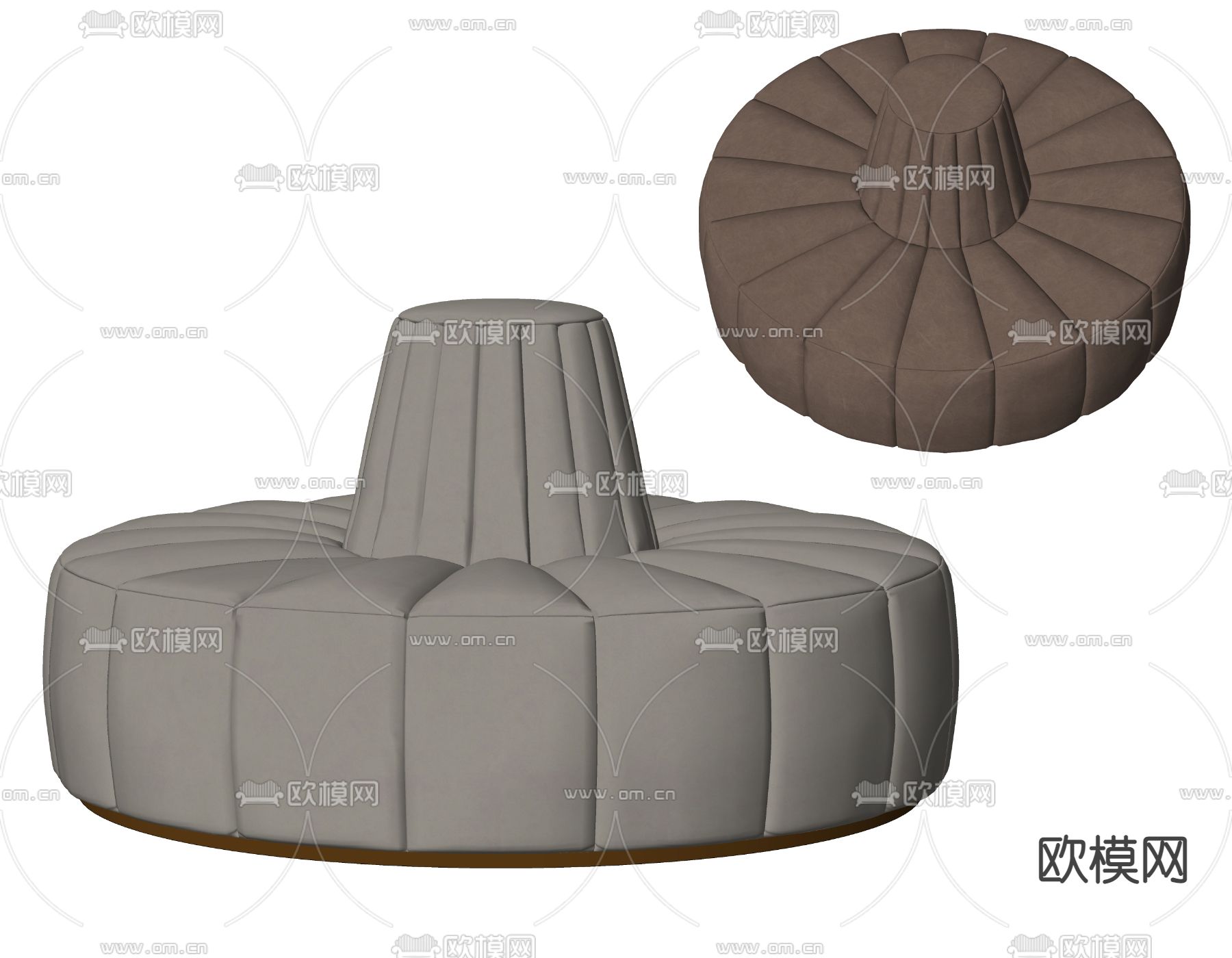 现代圆形公共沙发su模型