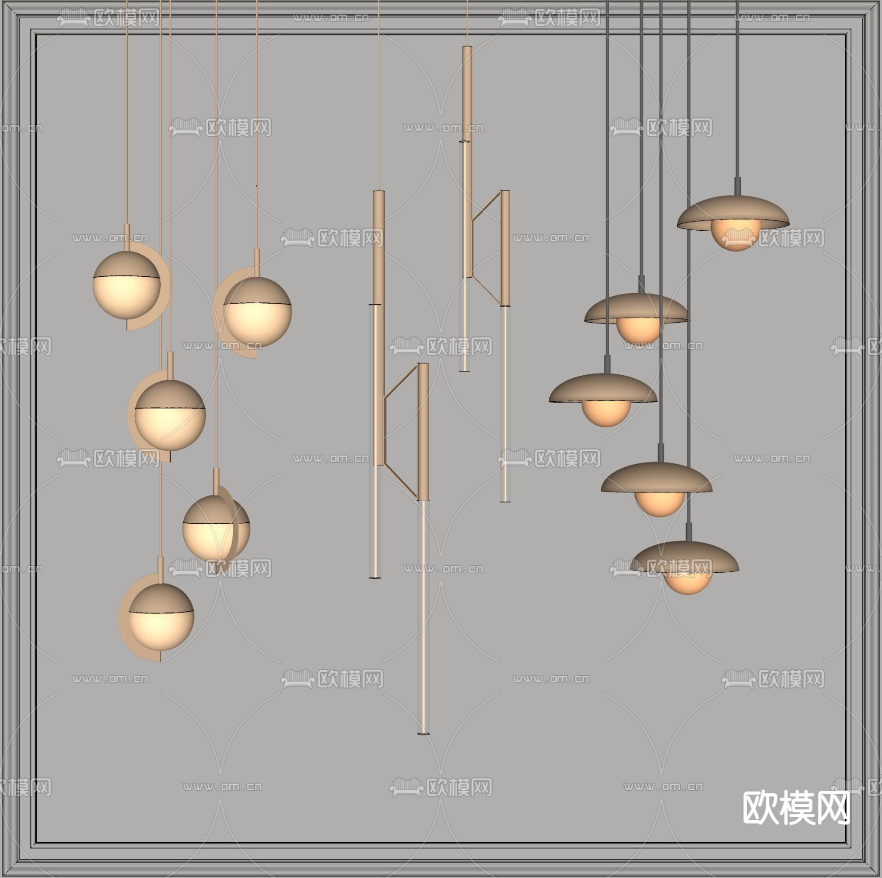 现代金属吊灯su模型