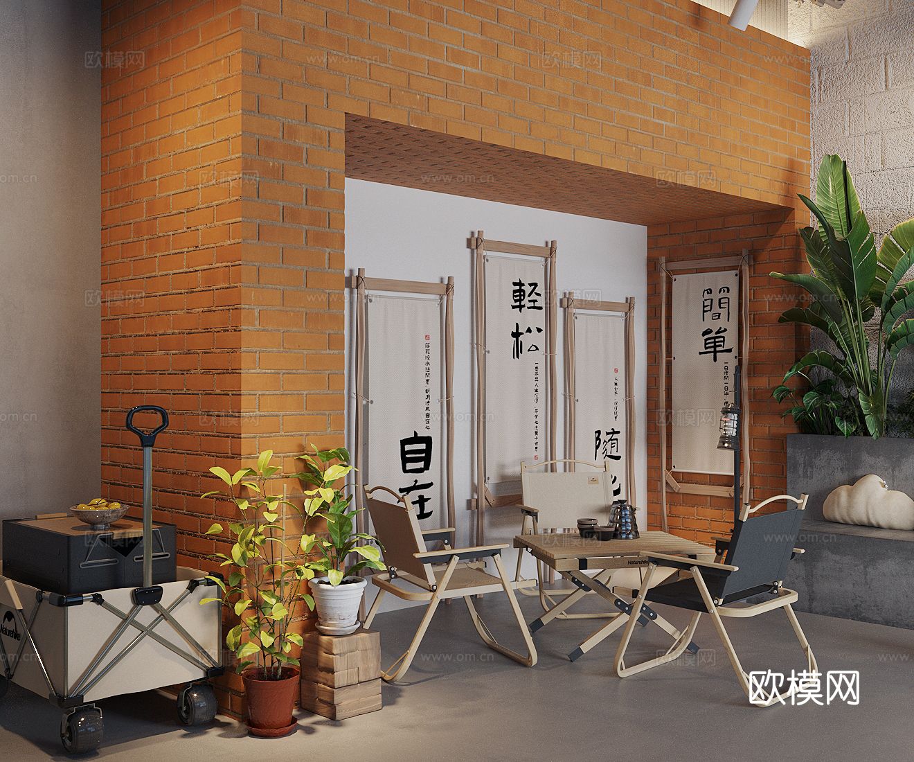 工业风咖啡厅 露营咖啡厅su模型下载（渲染图2）