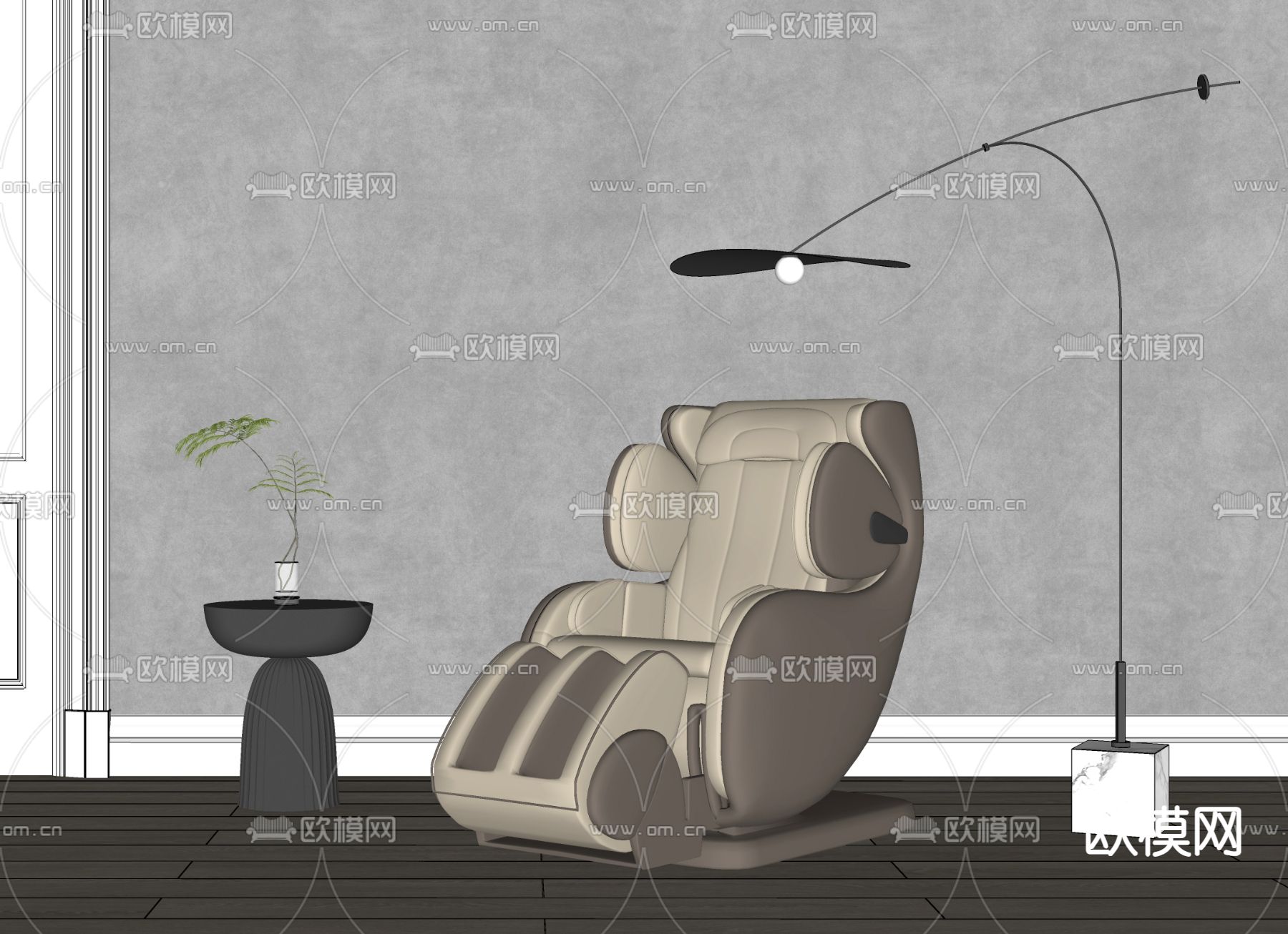 现代按摩椅su模型下载（渲染图2）