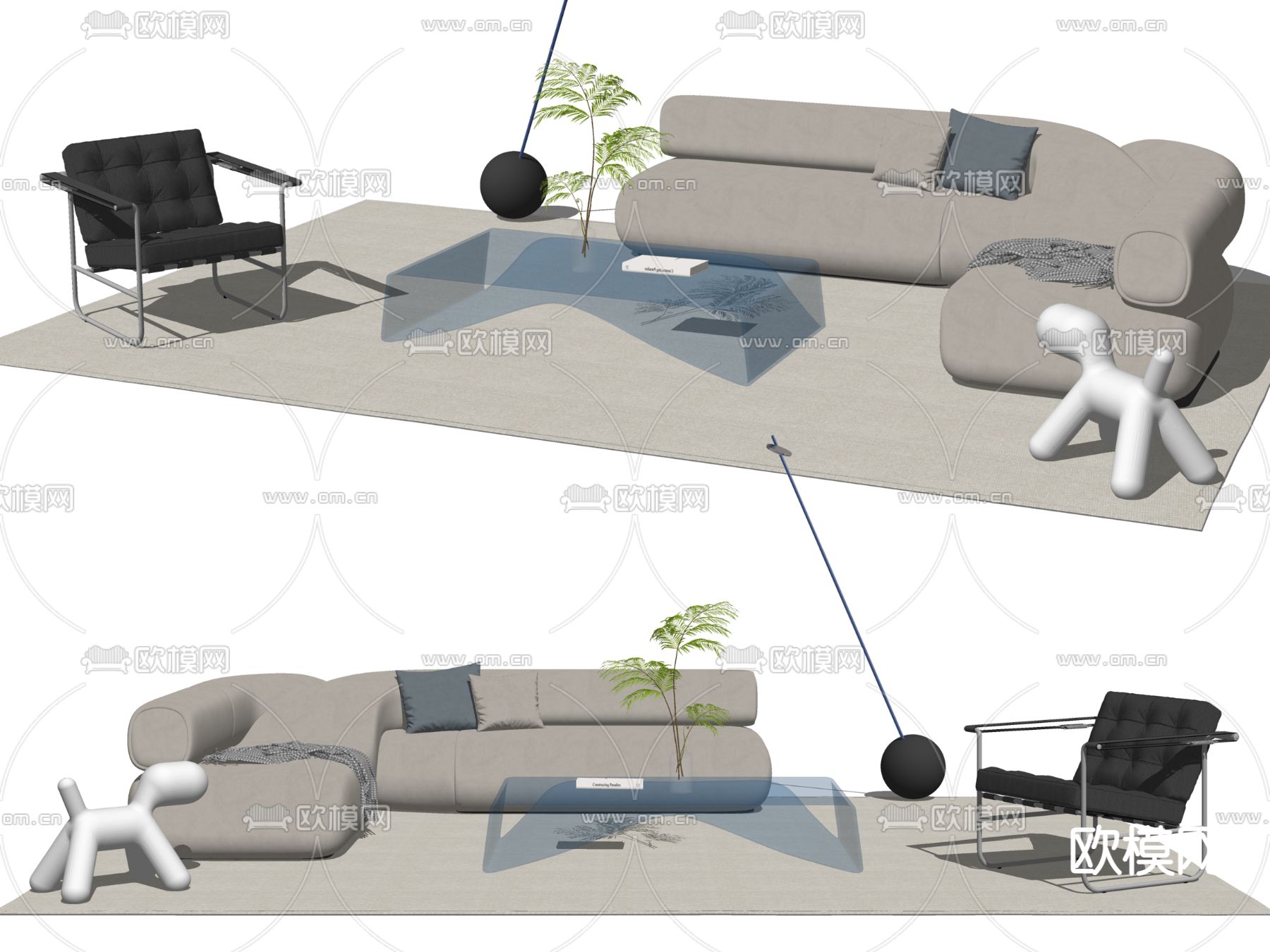 现代异型组合沙发su模型