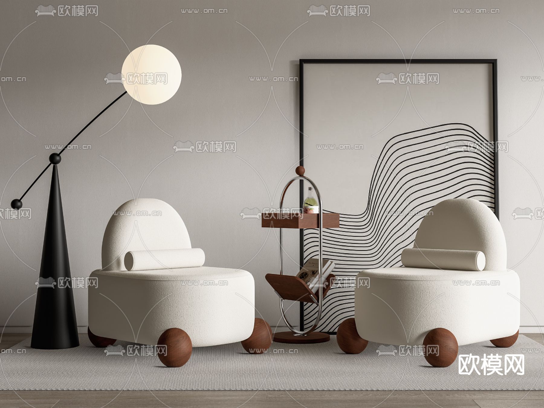 Pierre Frey 休闲沙发su模型下载（渲染图1）