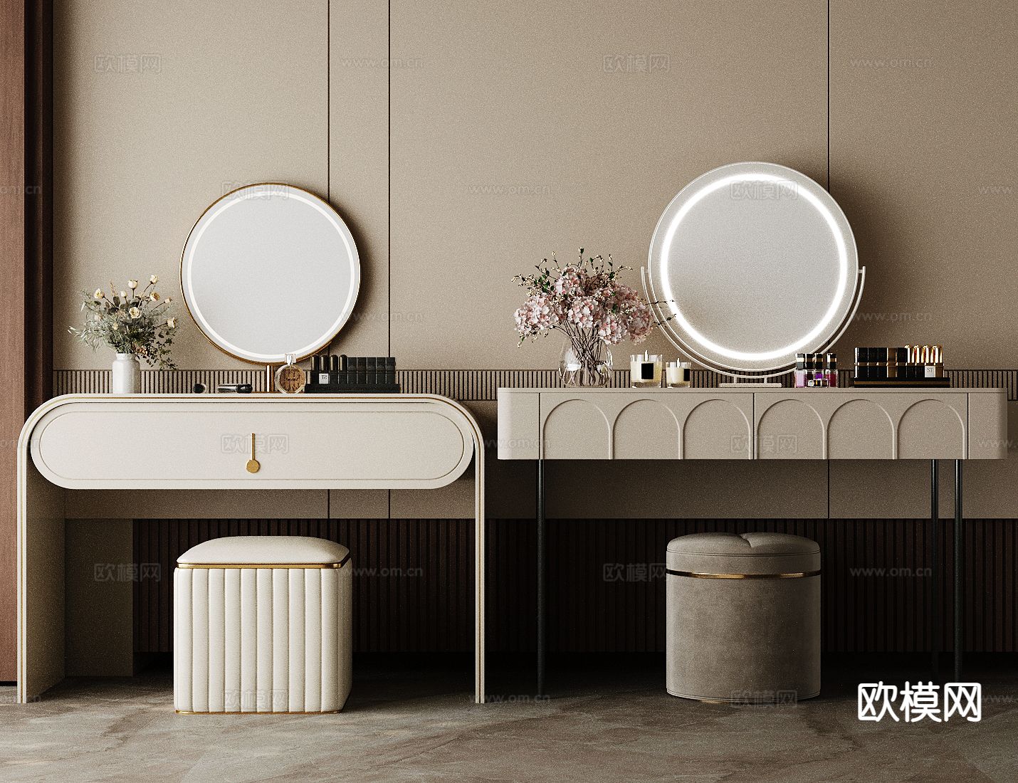 轻奢梳妆台 化妆桌su模型下载（渲染图2）