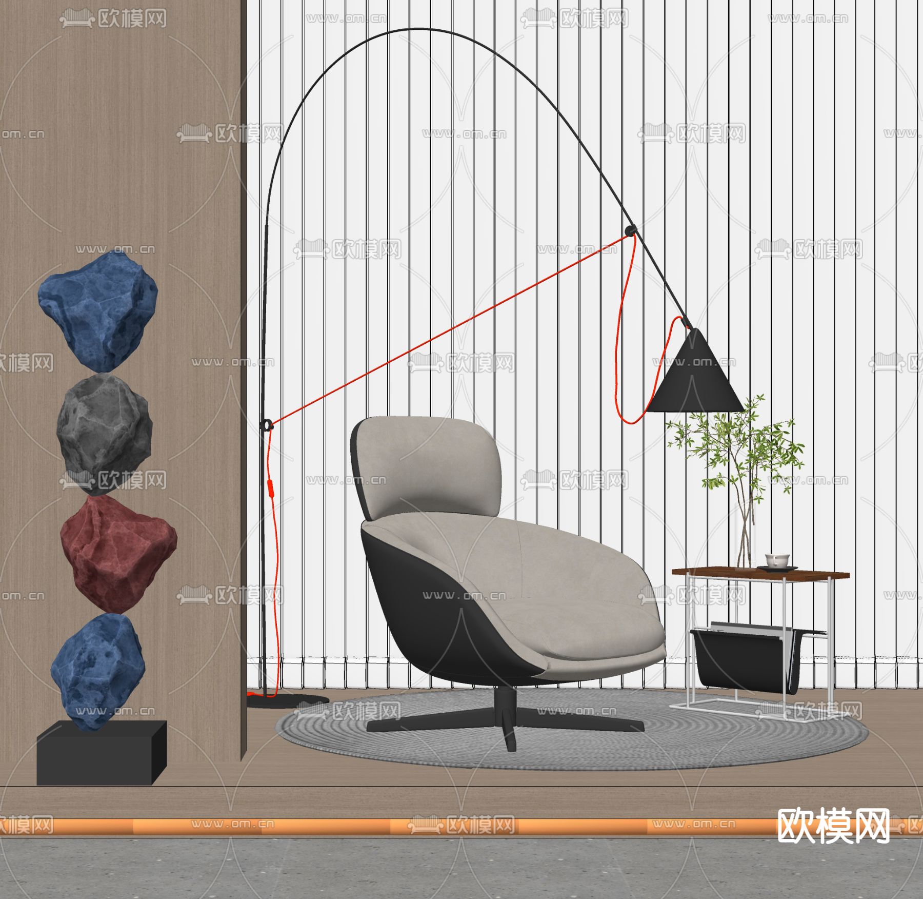 Minotti 休闲椅su模型下载（渲染图2）