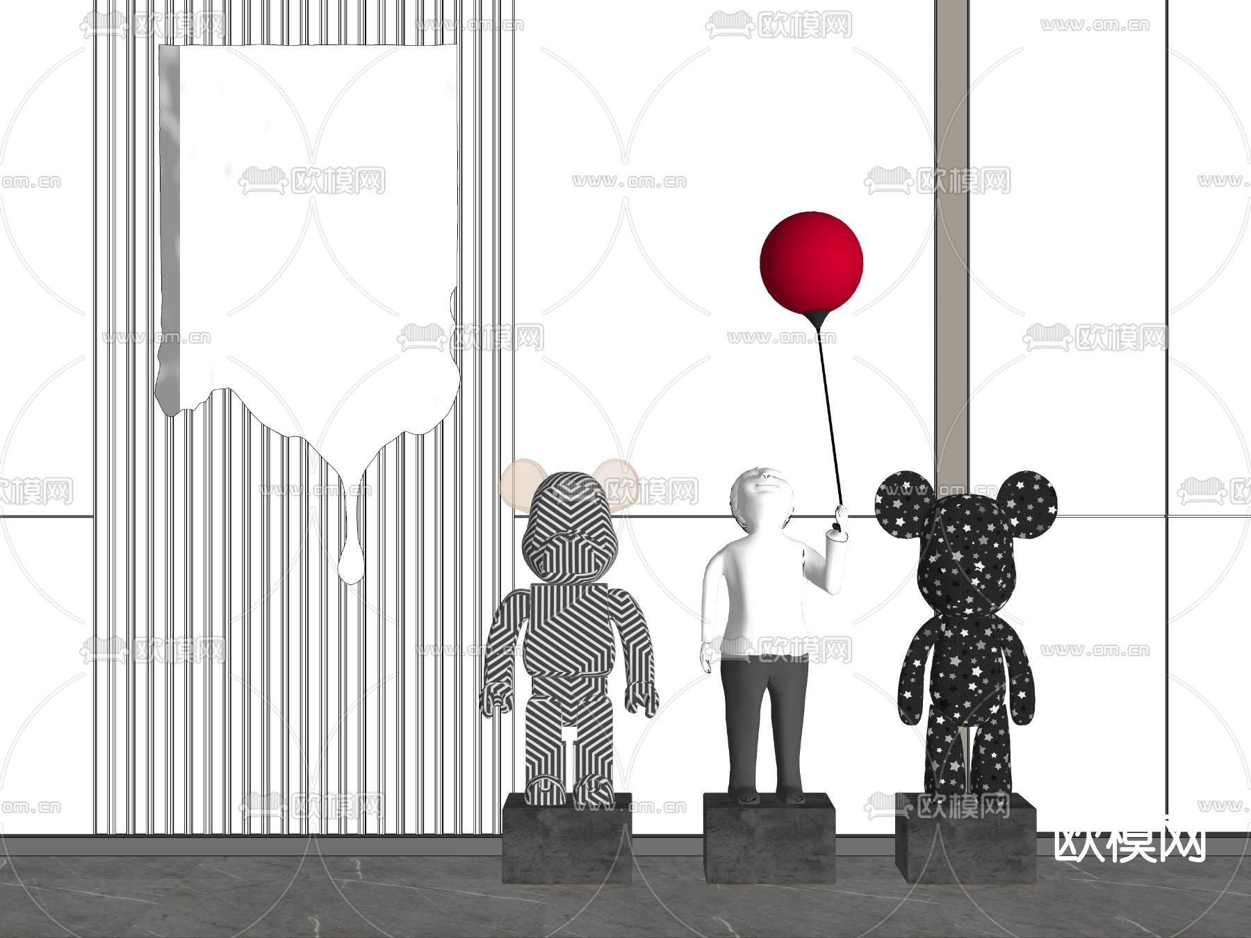 现代卡通雕塑su模型