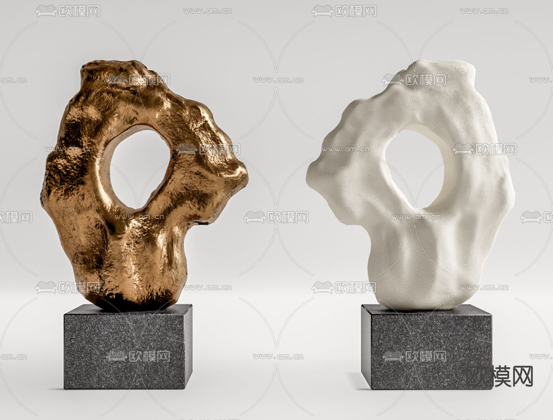 现代太湖石雕塑摆件su模型