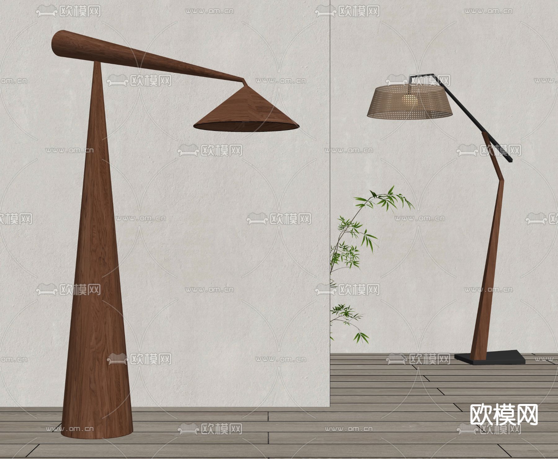 侘寂落地灯su模型下载（渲染图2）