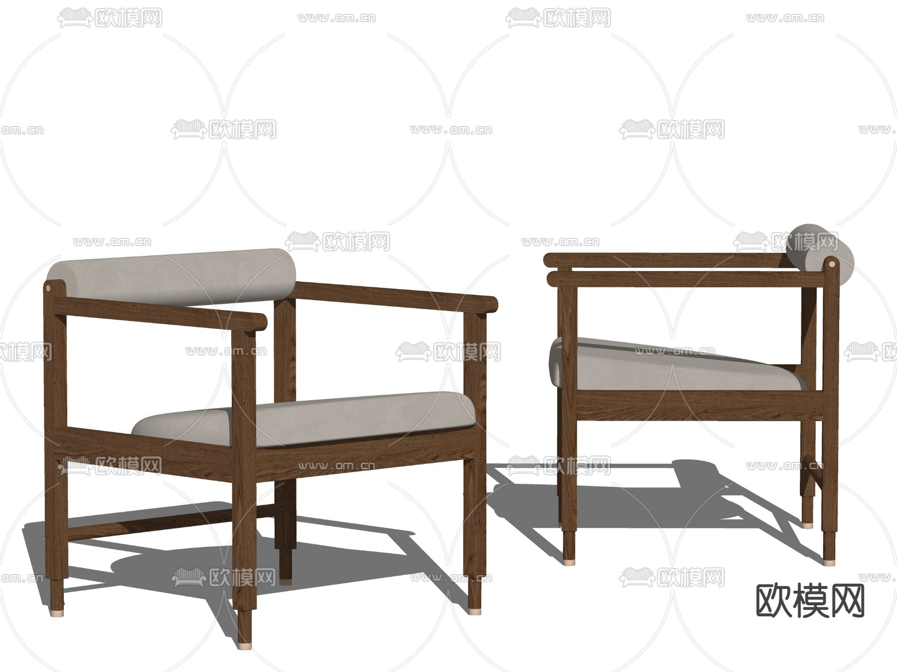 现代实木休闲椅su模型