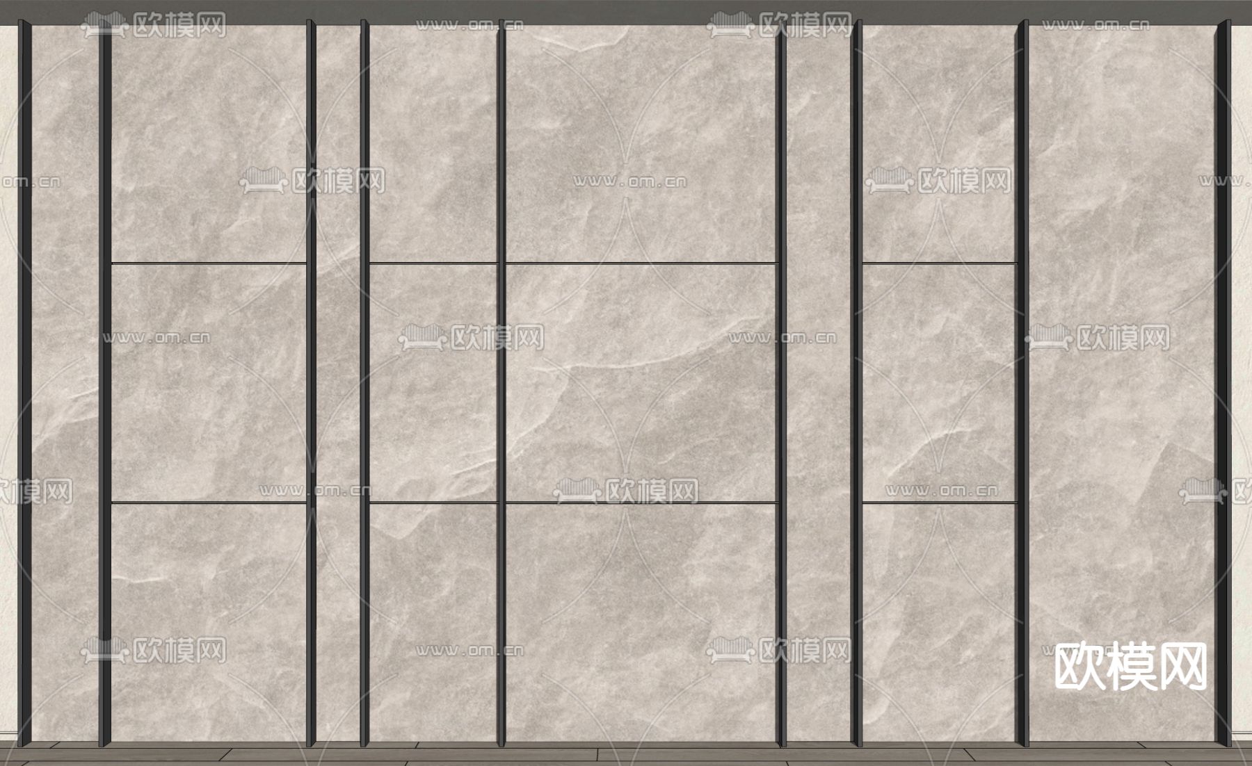 现代毛石背景墙su模型下载（渲染图2）