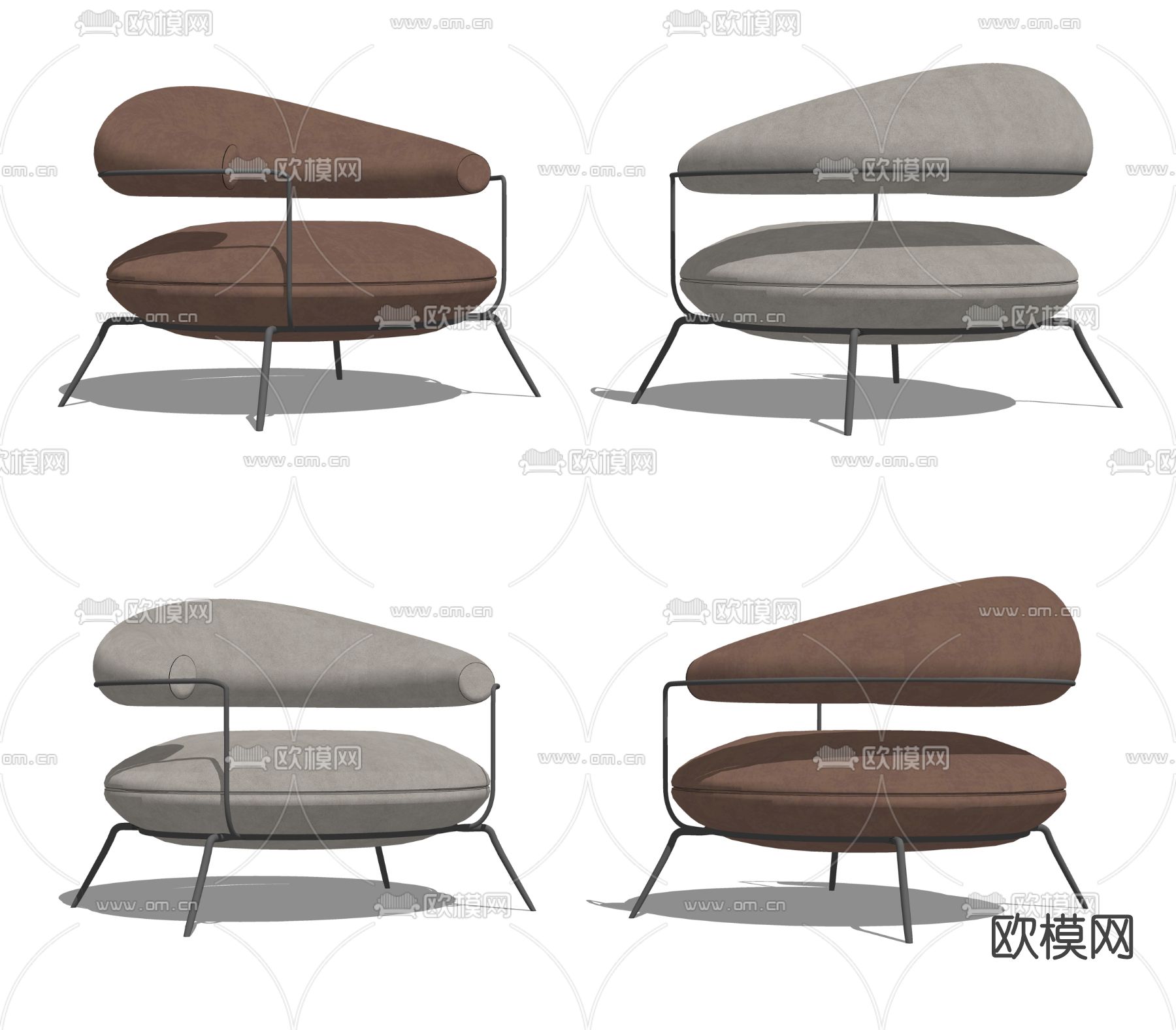 现代布艺休闲椅su模型