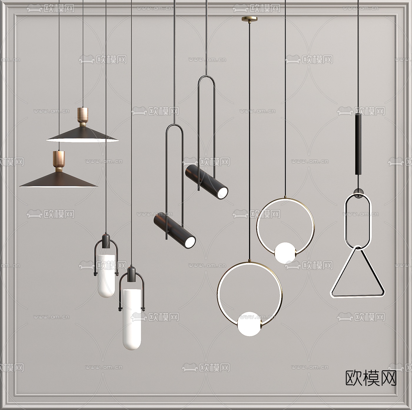 现代轻奢吊灯su模型下载（渲染图1）