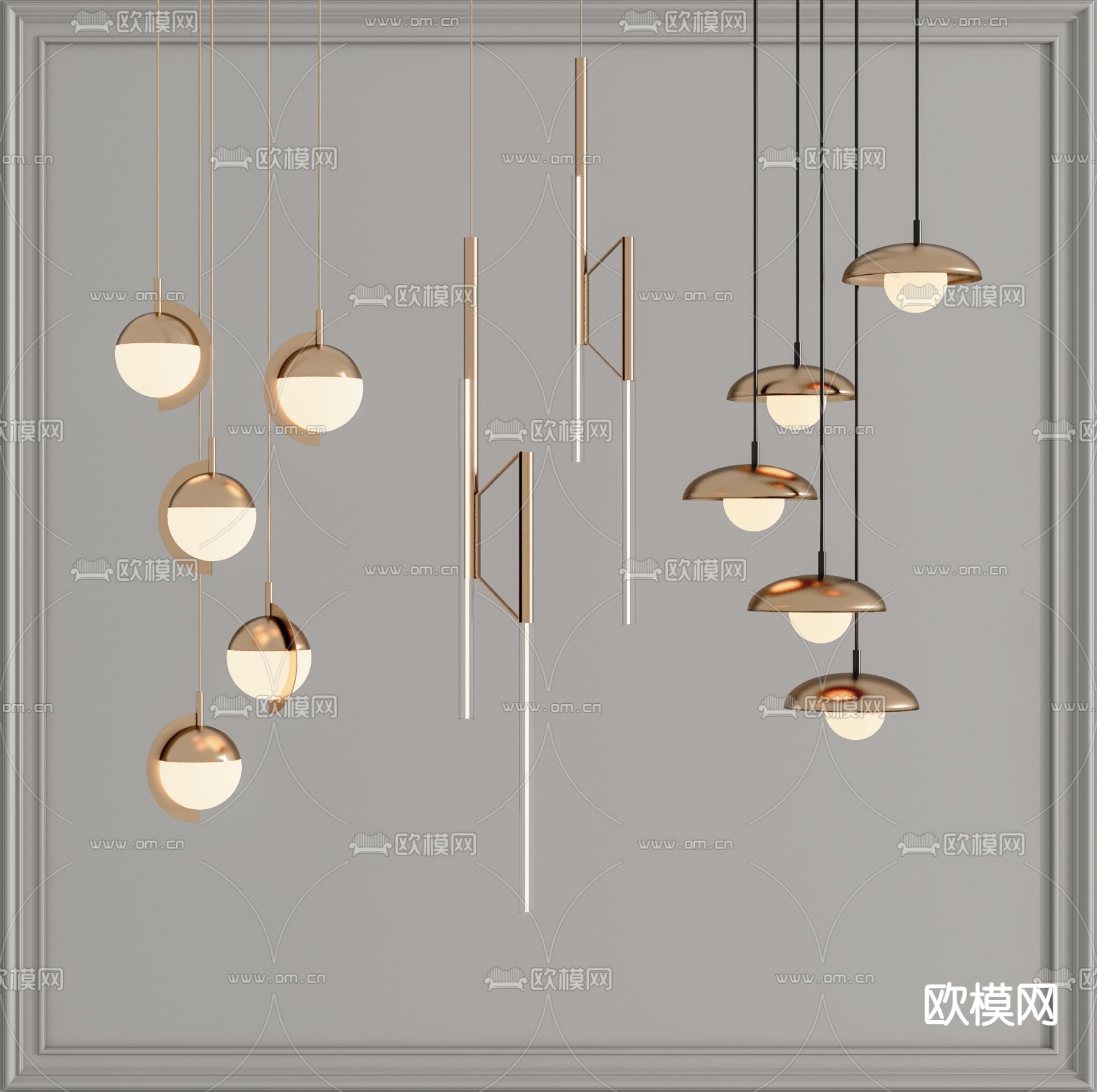 现代金属吊灯su模型