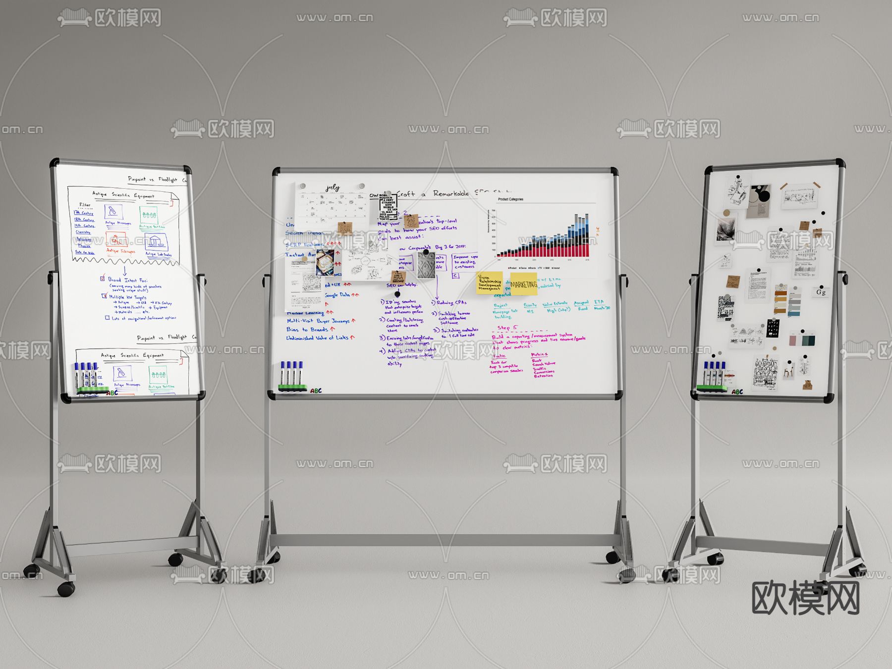 办公白板 移动画板3d模型下载