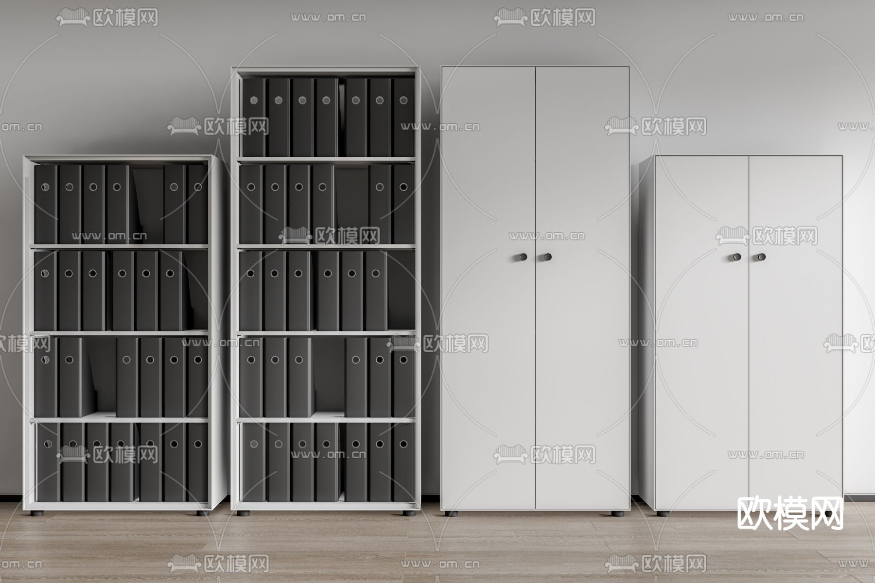 现代办公柜文件柜su模型下载（渲染图1）