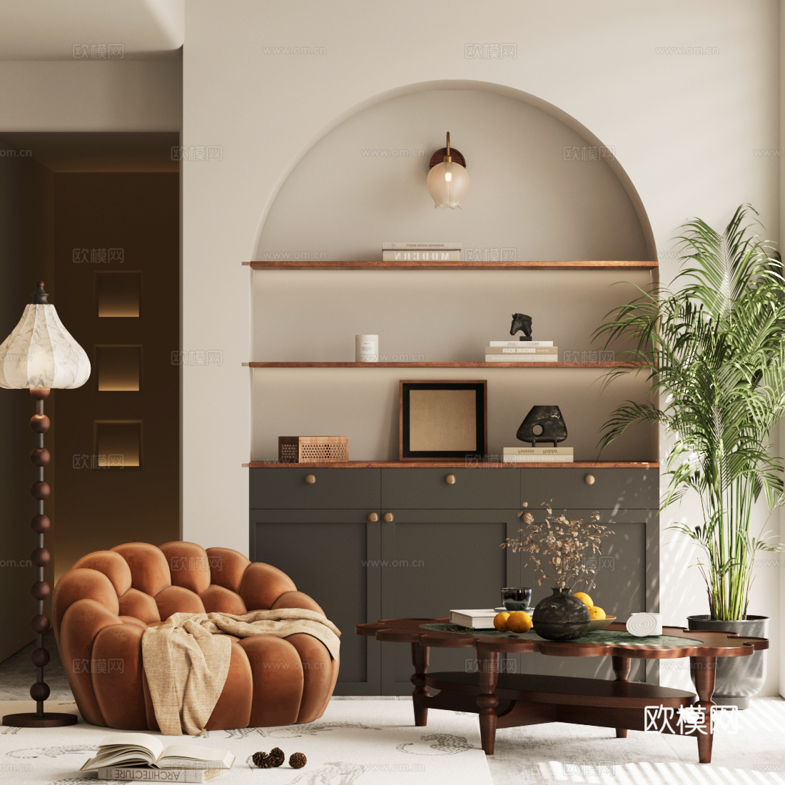 中古风单人沙发3d模型下载