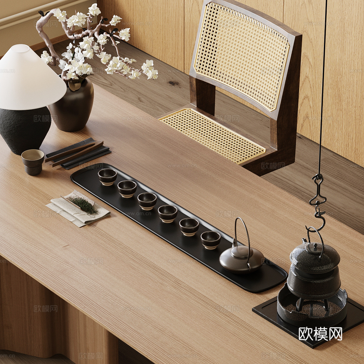 新中式茶具 茶壶 烧水壶 公道杯su模型下载（渲染图2）