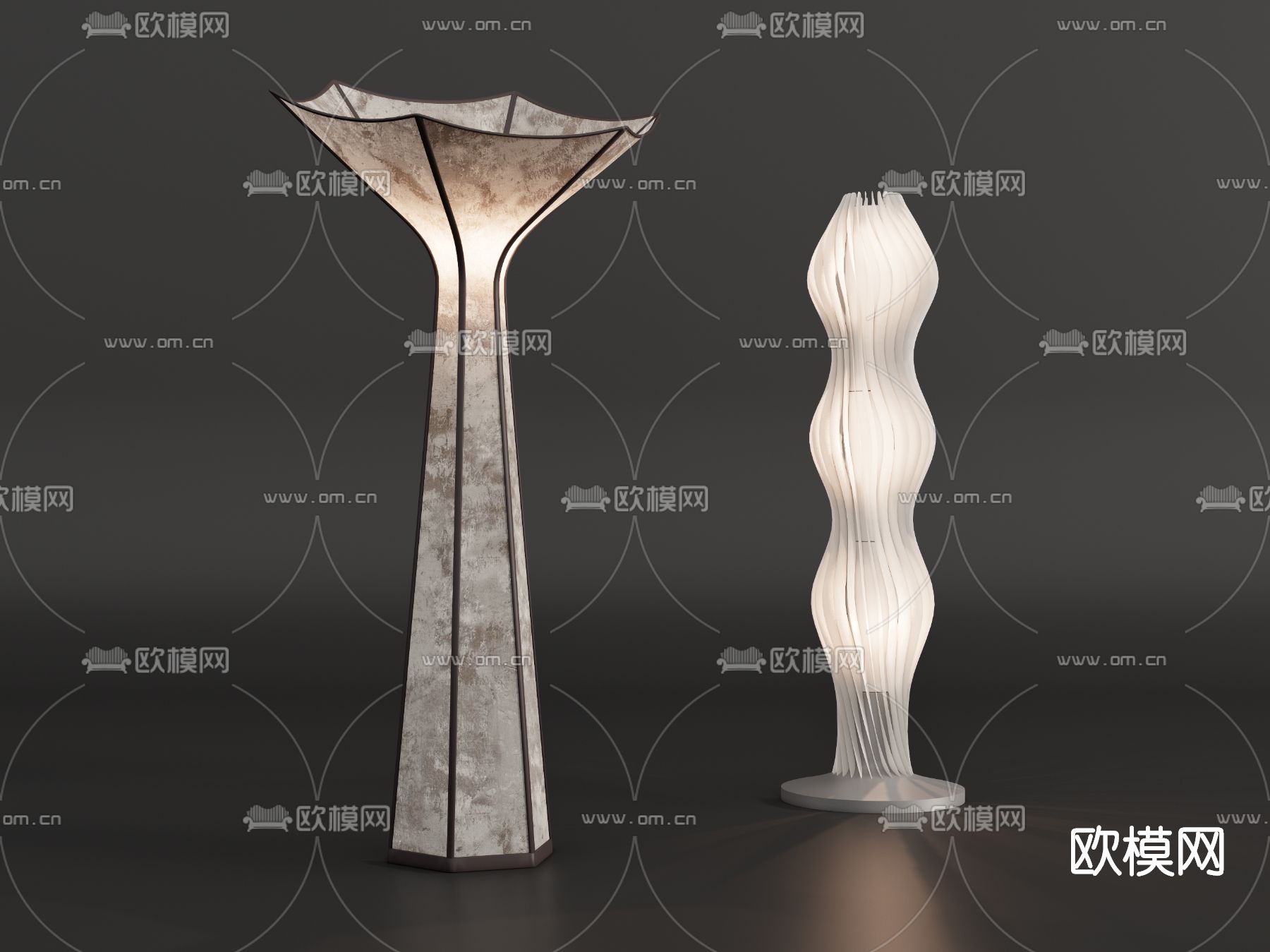 侘寂风落地灯su模型下载（渲染图1）
