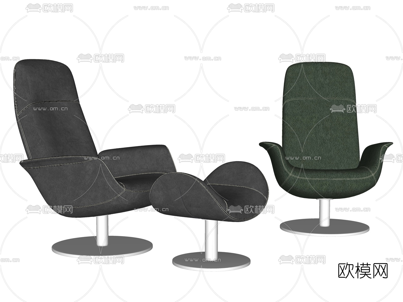 现代皮革休闲椅su模型